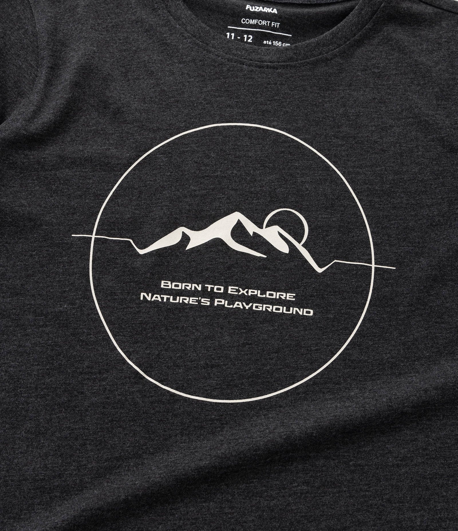 Camiseta Infantil com Estampa de Montanha - Tam 5 a 14 anos Preto Mescla 4