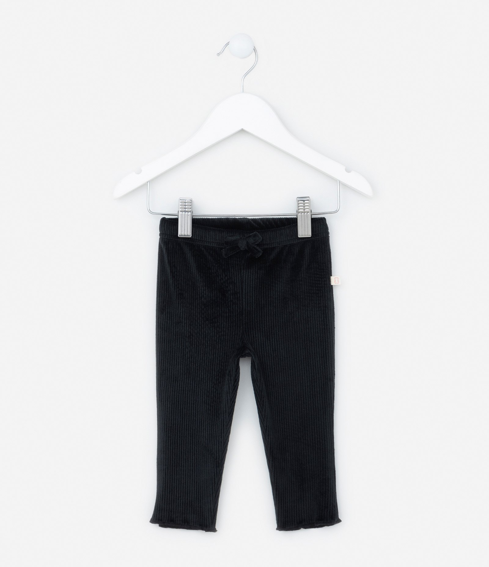 Calça Legging Infantil em Veludo com Lacinho - Tam 0 a 18 meses Preto 1