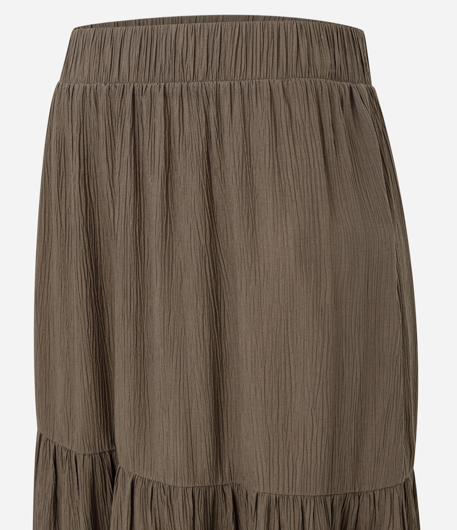 Saia New Midi em Crepe com Babado e Cós Elástico Verde 6