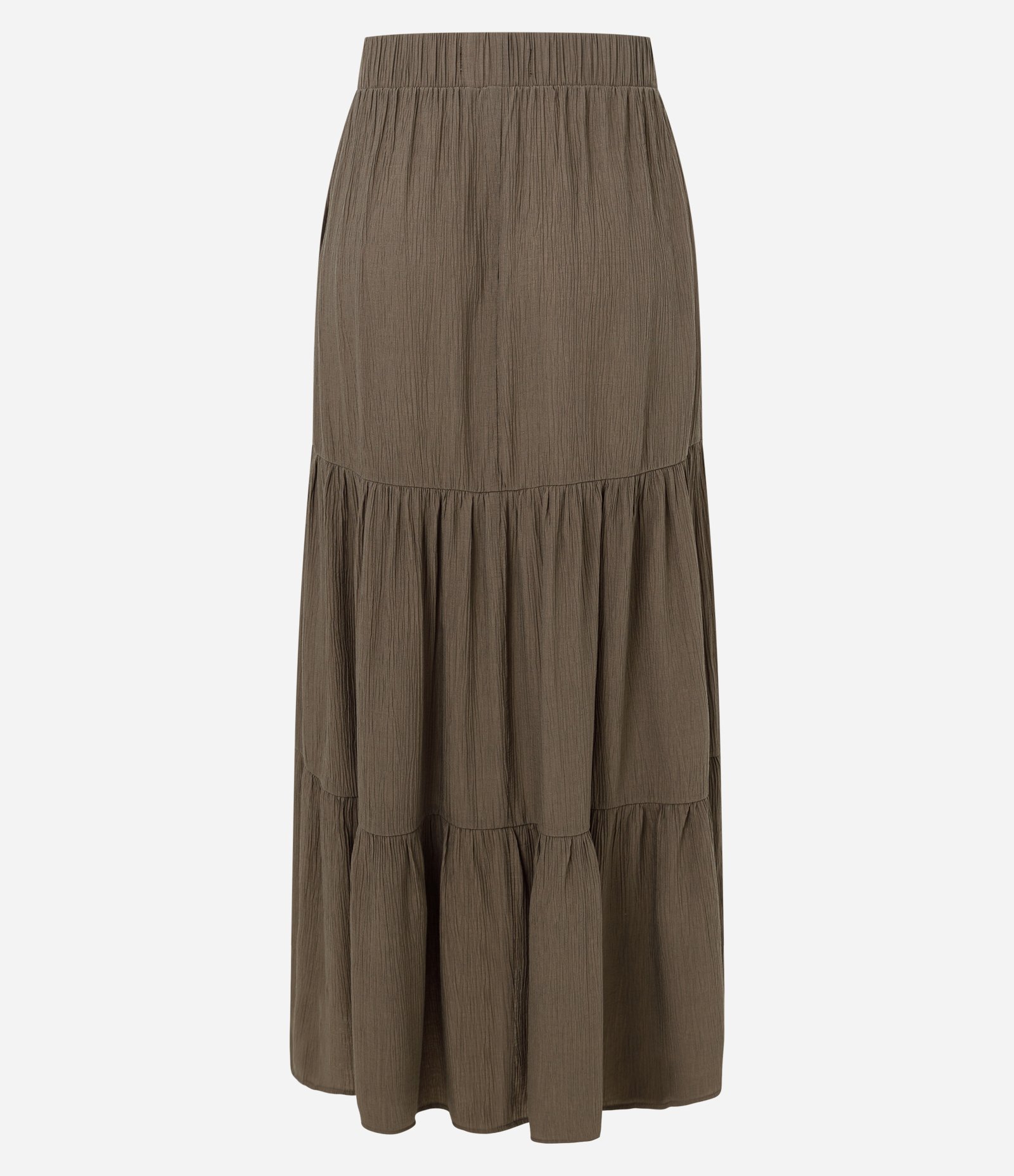 Saia New Midi em Crepe com Babado e Cós Elástico Verde 7