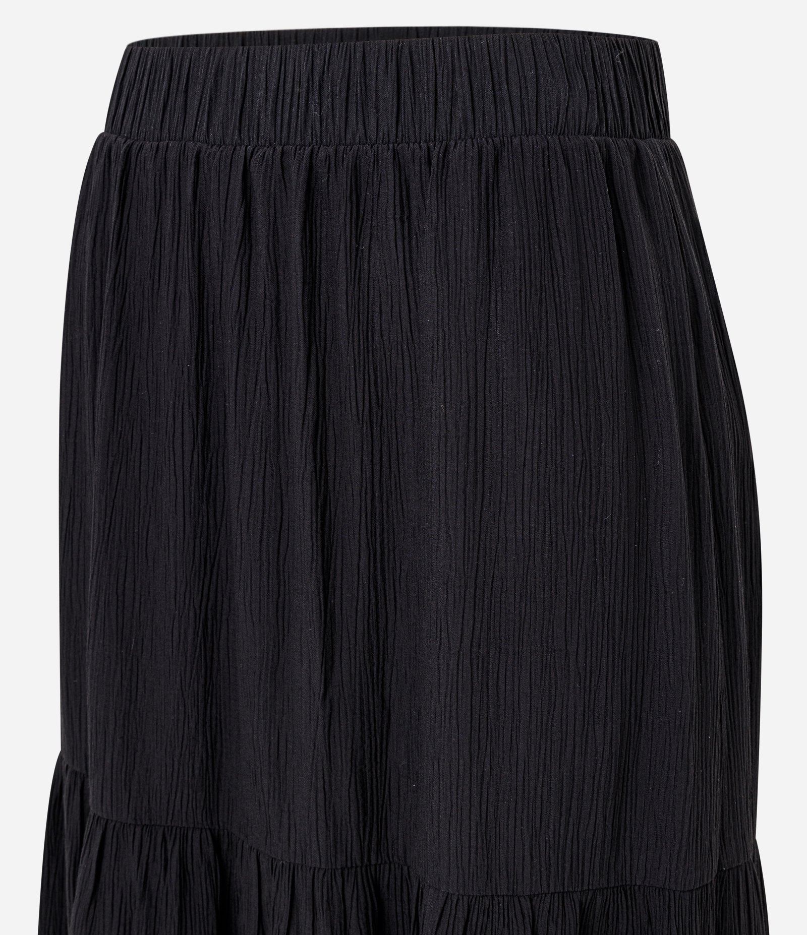 Saia New Midi em Crepe com Babado e Cós Elástico Preto 5