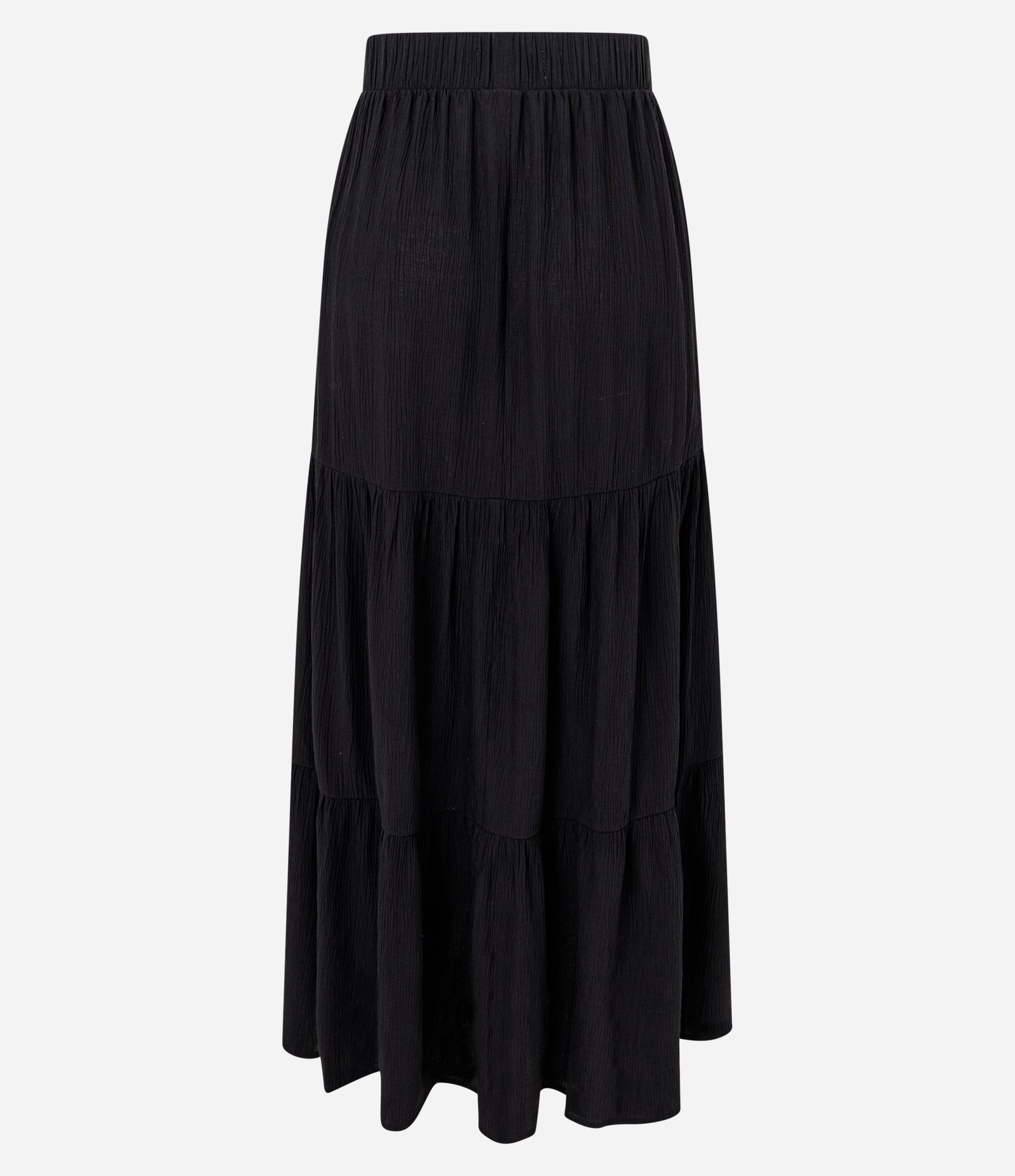 Saia New Midi em Crepe com Babado e Cós Elástico Preto 6