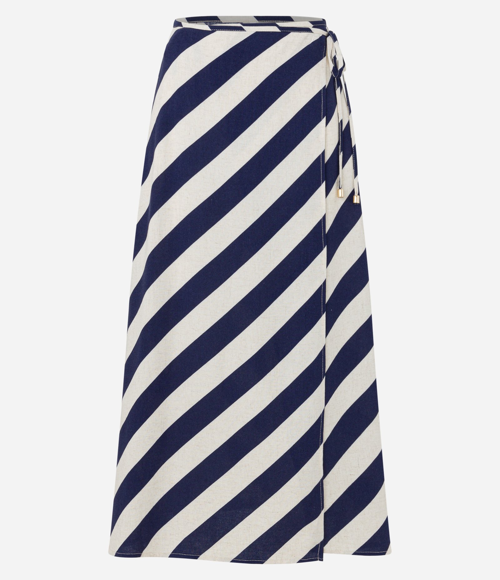 Saia Longa Saida de Praia em Viscose Listrada Azul 5