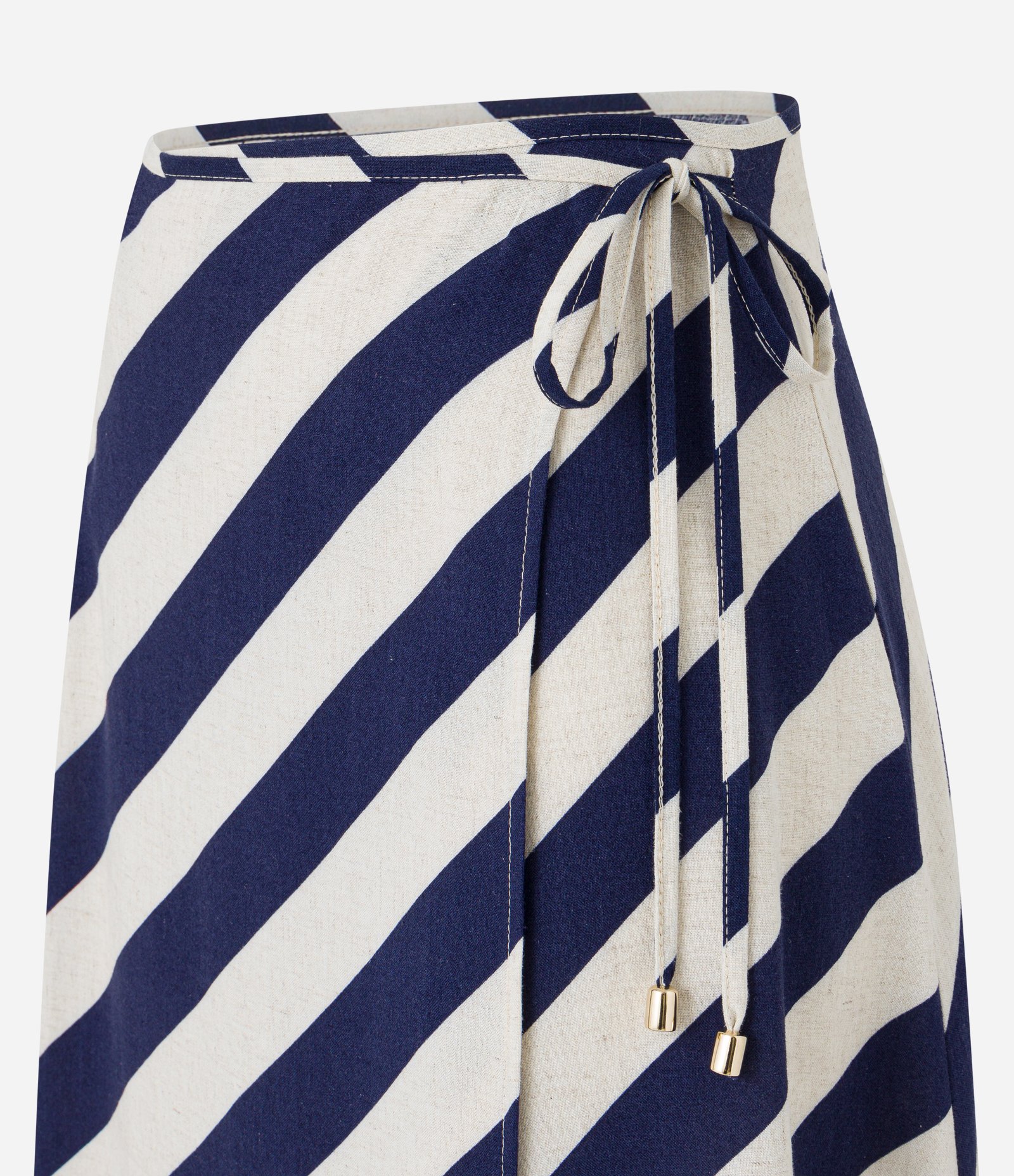 Saia Longa Saida de Praia em Viscose Listrada Azul 6