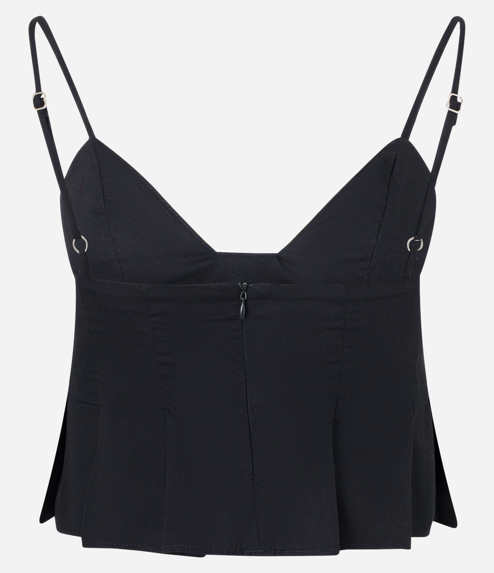 Blusa em Tricoline com Pregas na Barra e Zíper nas Costas Preto 6