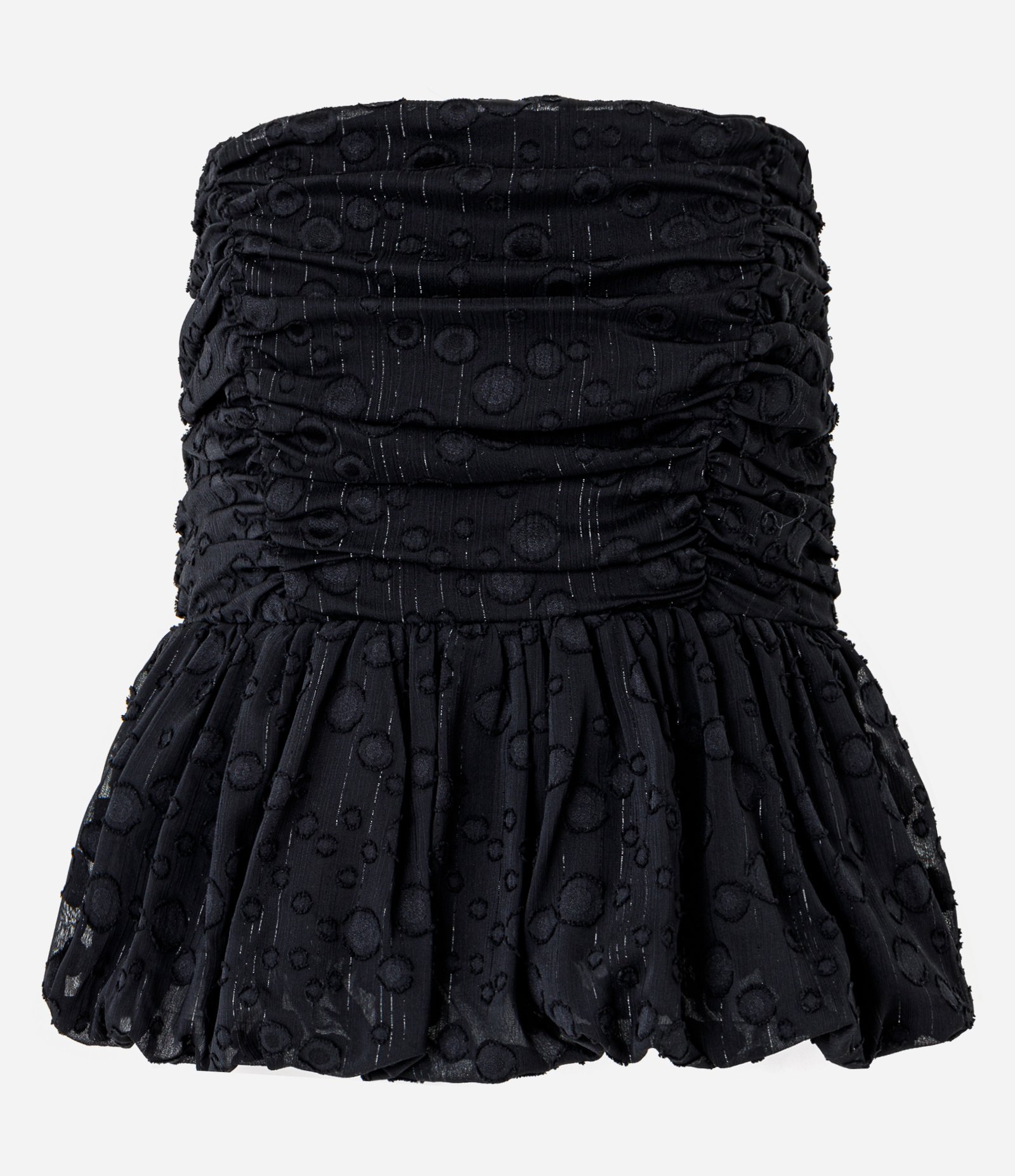 Blusa Corset em Jacquard com Textura de Círculos e Fio Metalizado Preto 7