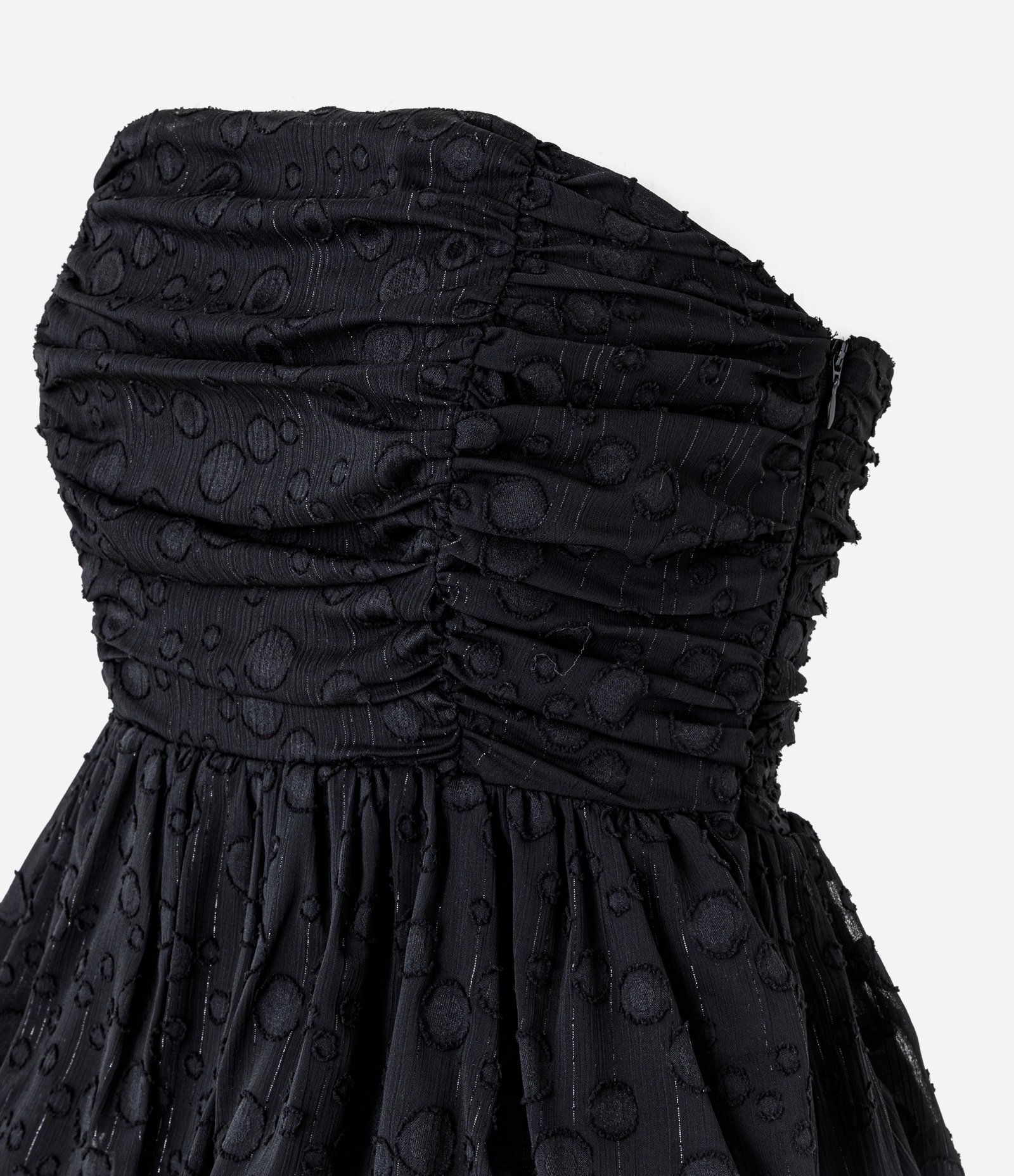 Blusa Corset em Jacquard com Textura de Círculos e Fio Metalizado Preto 8