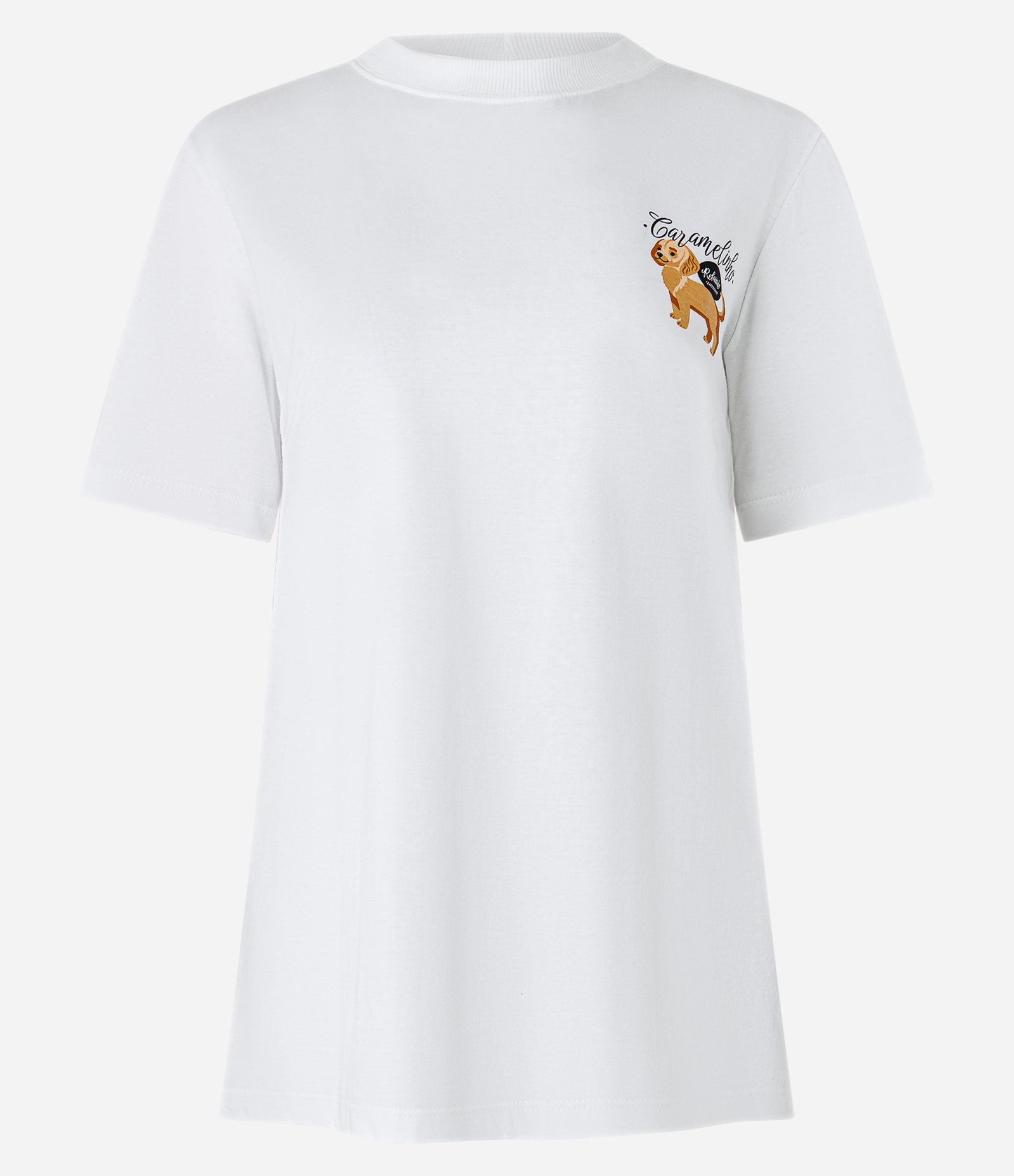 Camiseta Alongada em Algodão com Estampa Caramelinho Rebaixado Branco 4
