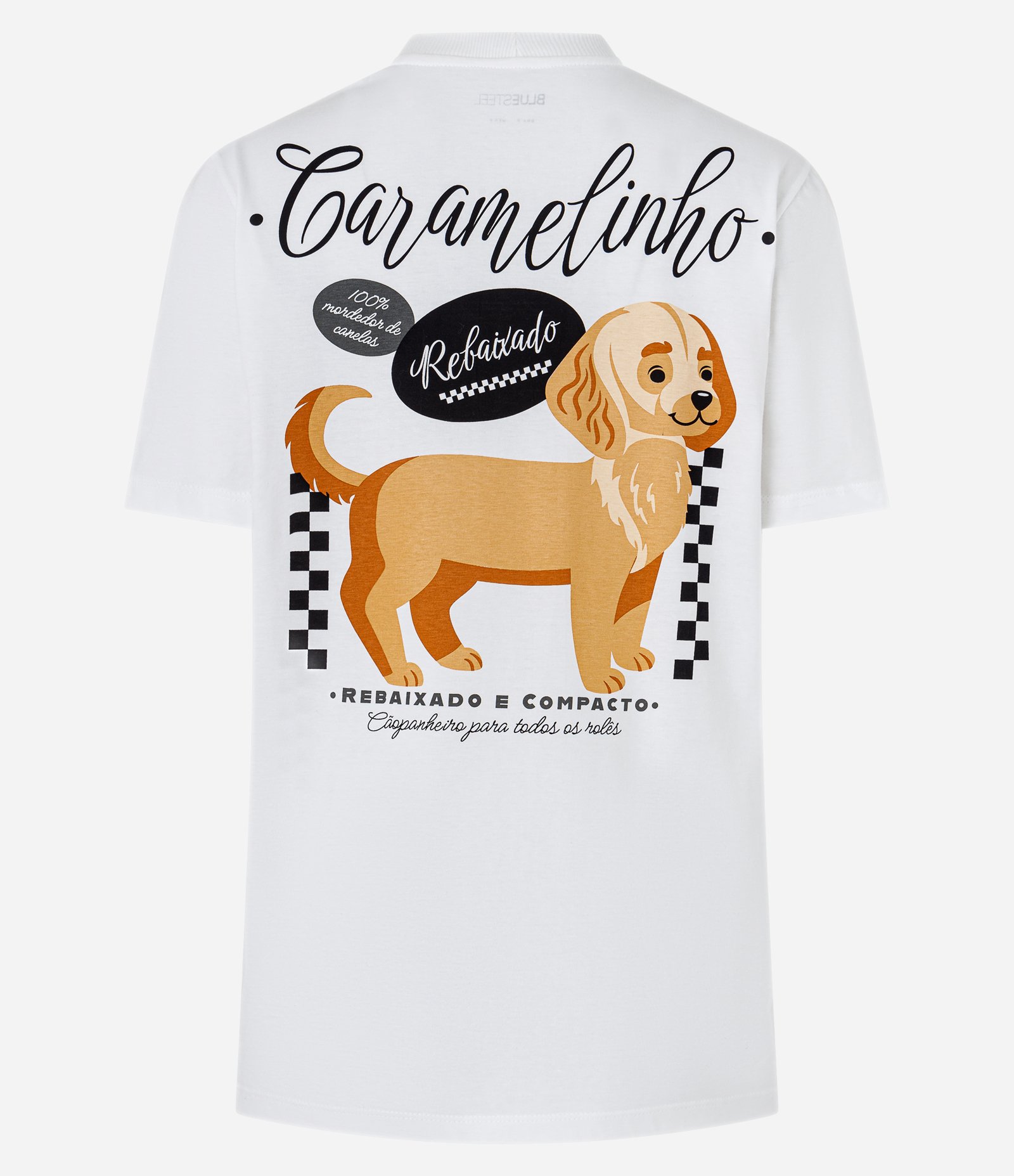 Camiseta Alongada em Algodão com Estampa Caramelinho Rebaixado Branco 5