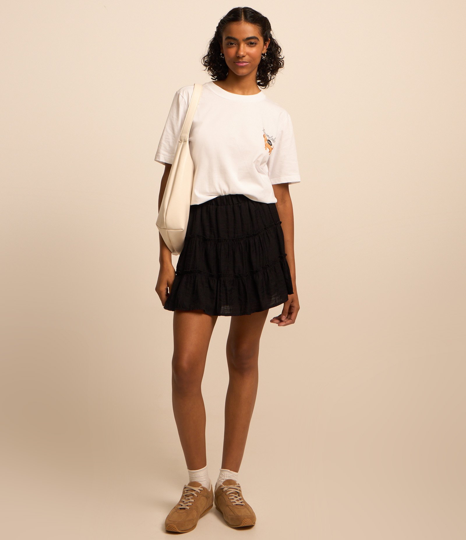 Camiseta Alongada em Algodão com Estampa Caramelinho Rebaixado Branco 2