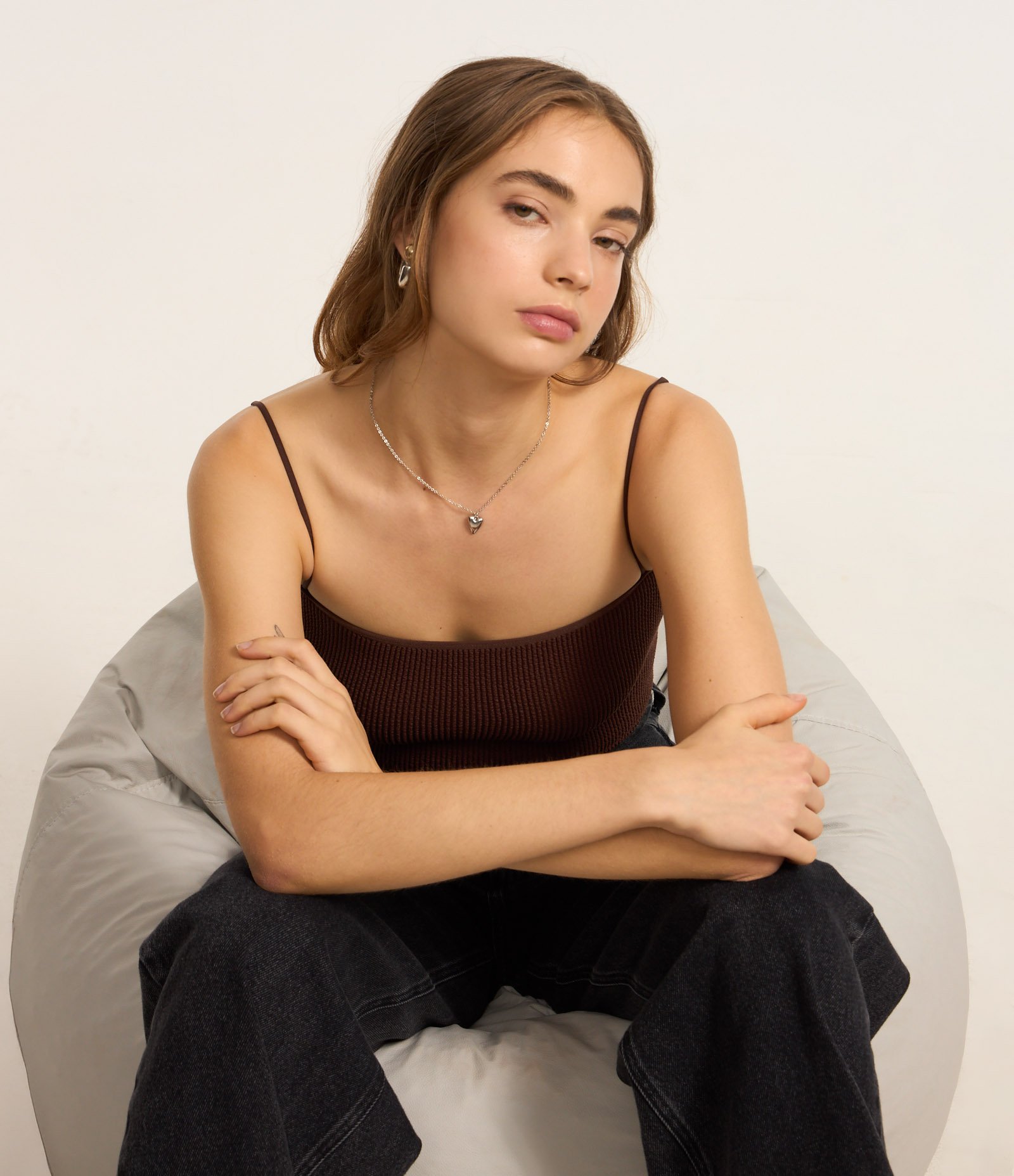 Body Seamless com Alça Rabo de Rato Marrom 2