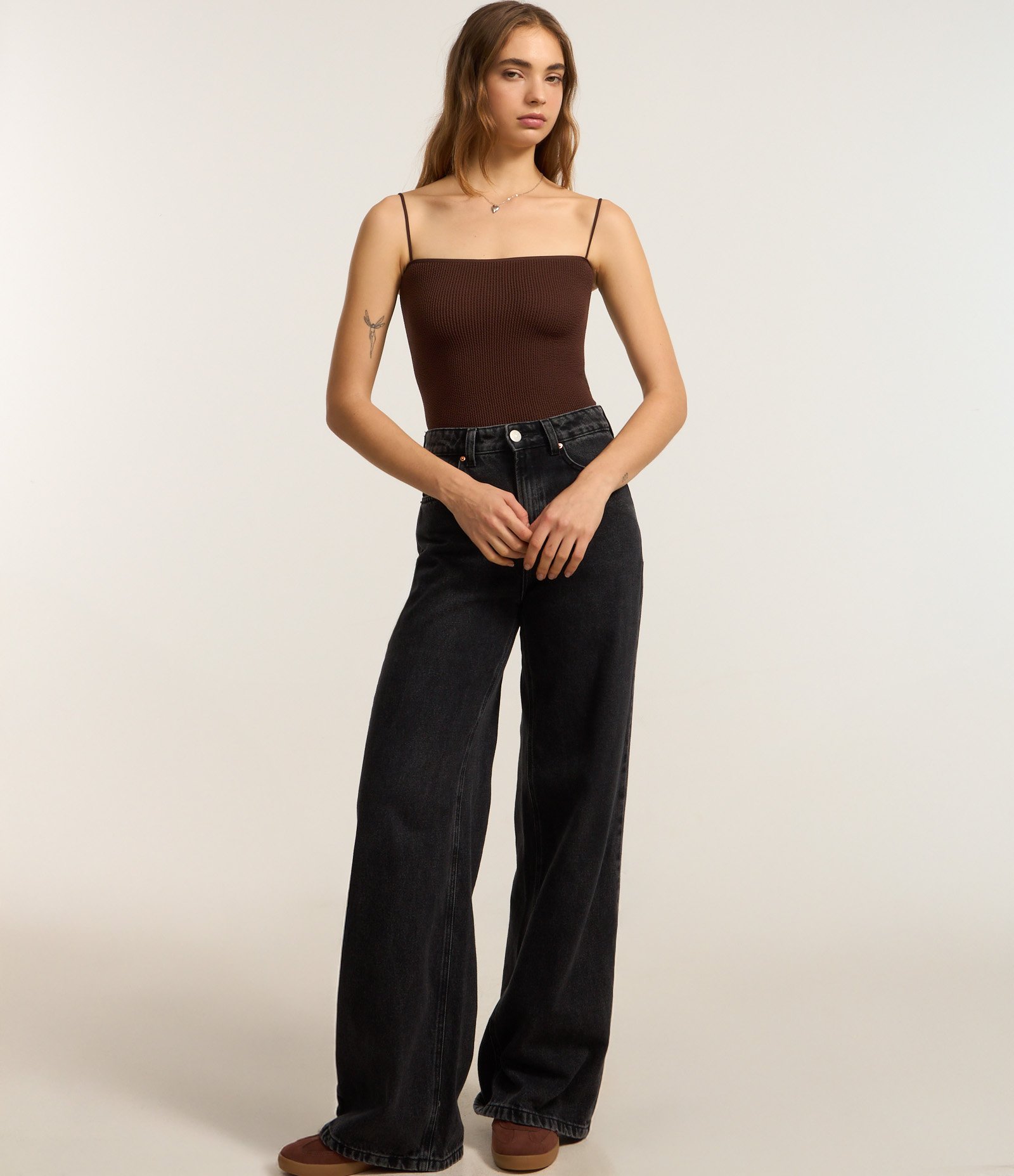 Body Seamless com Alça Rabo de Rato Marrom 3