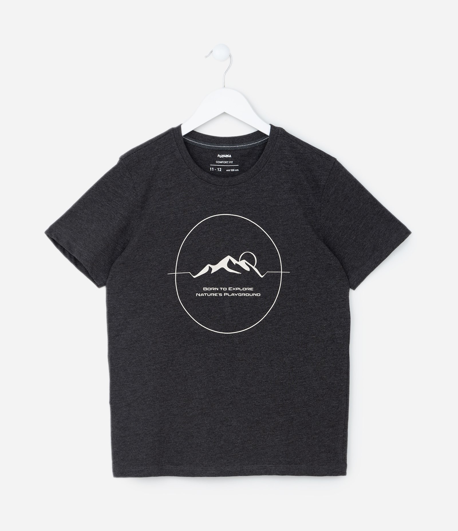 Camiseta Infantil com Estampa Montanhas - Tam 5 a 14 Anos Cinza 1