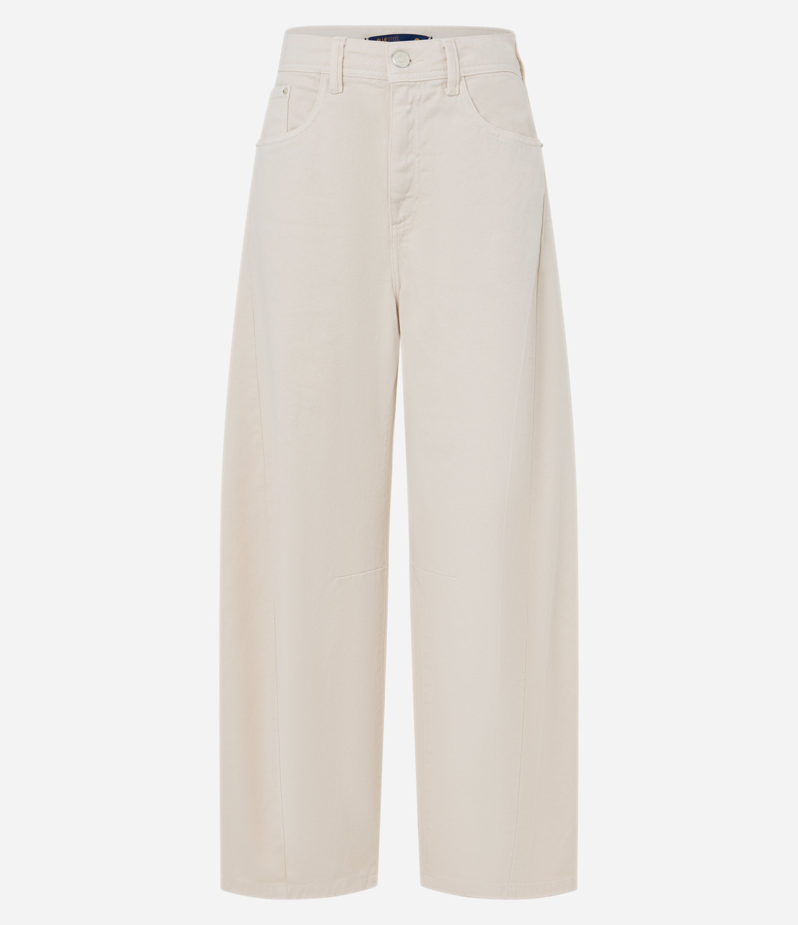 Calça Barrel em Sarja com Cós Largo Bege 4