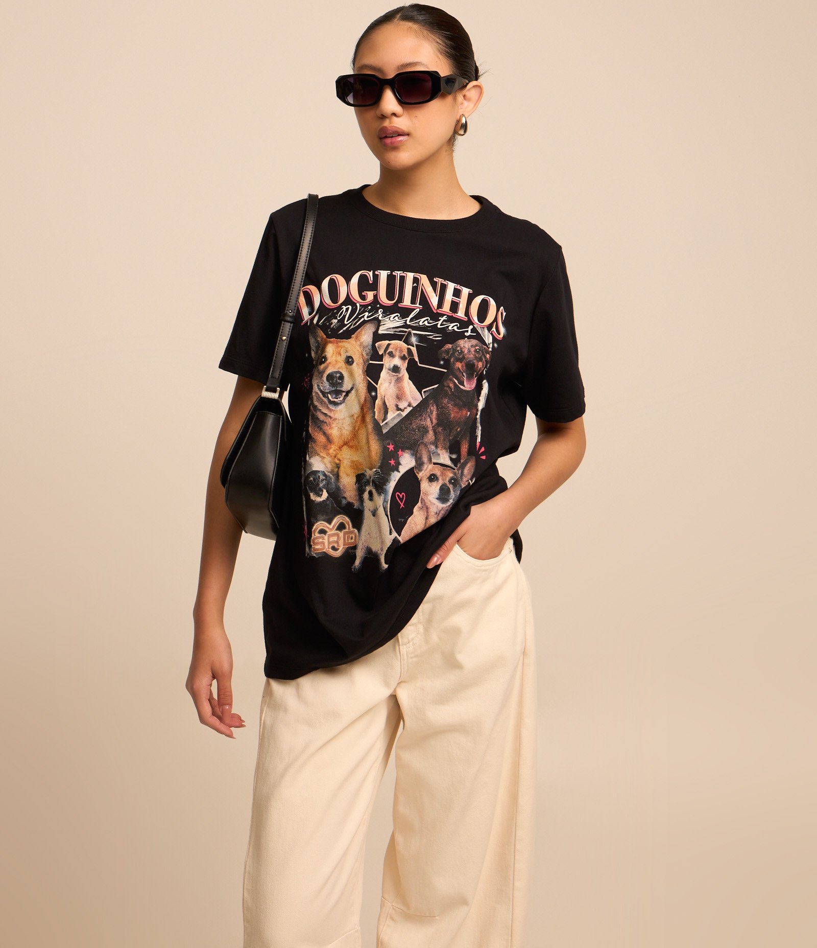 Calça Barrel em Sarja com Cós Largo Bege 2