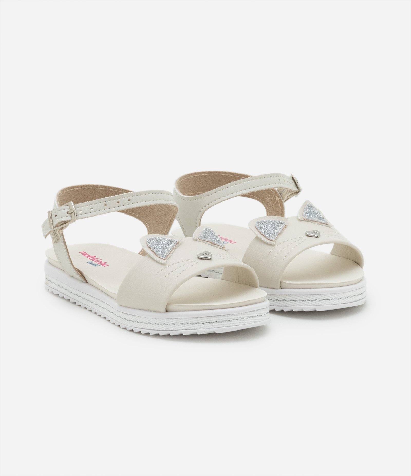 Sandália Infantil com Estampa Gatinha Molekinha - Tam 20 a 25 Off White 1