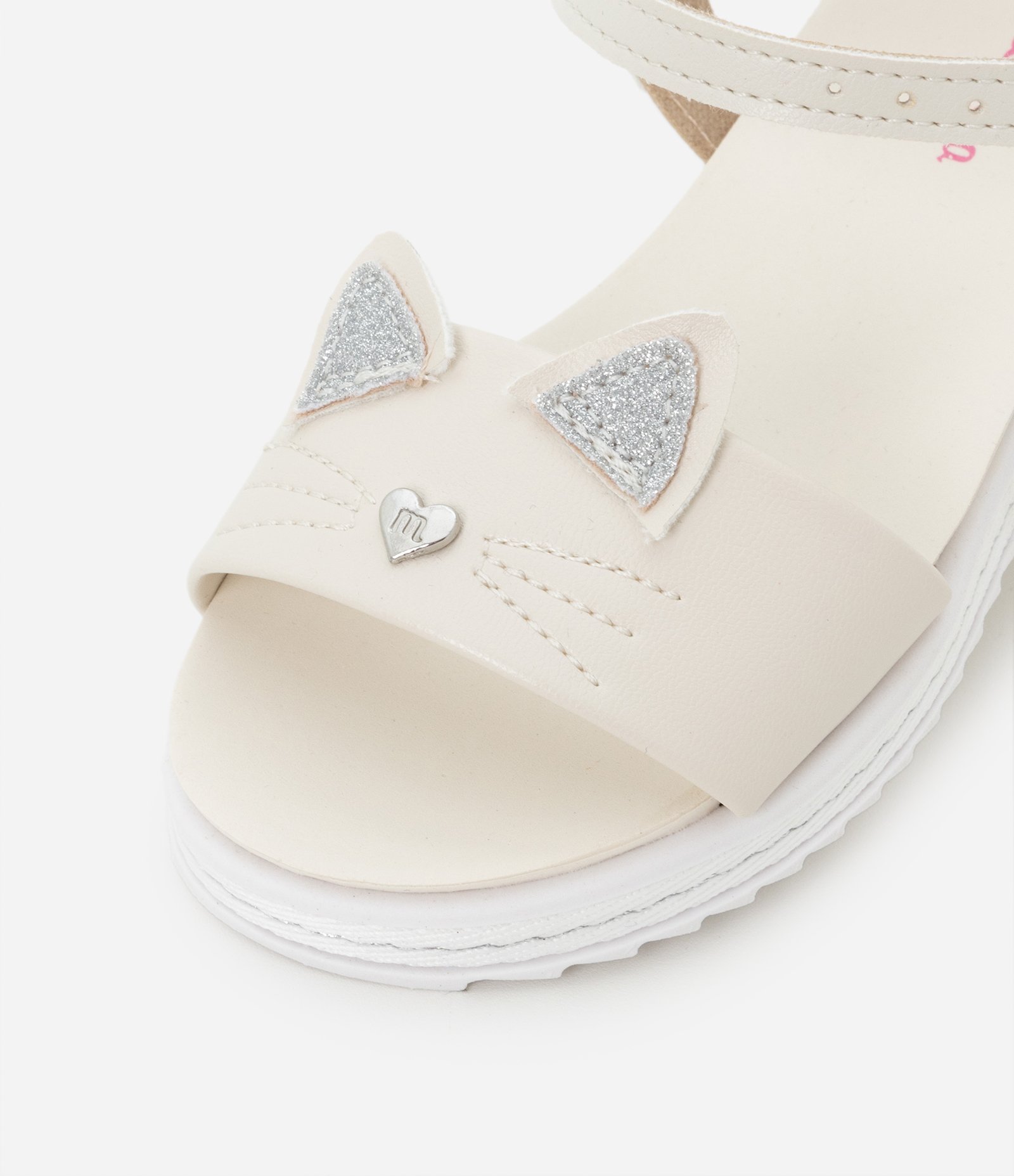 Sandália Infantil com Estampa Gatinha Molekinha - Tam 20 a 25 Off White 6