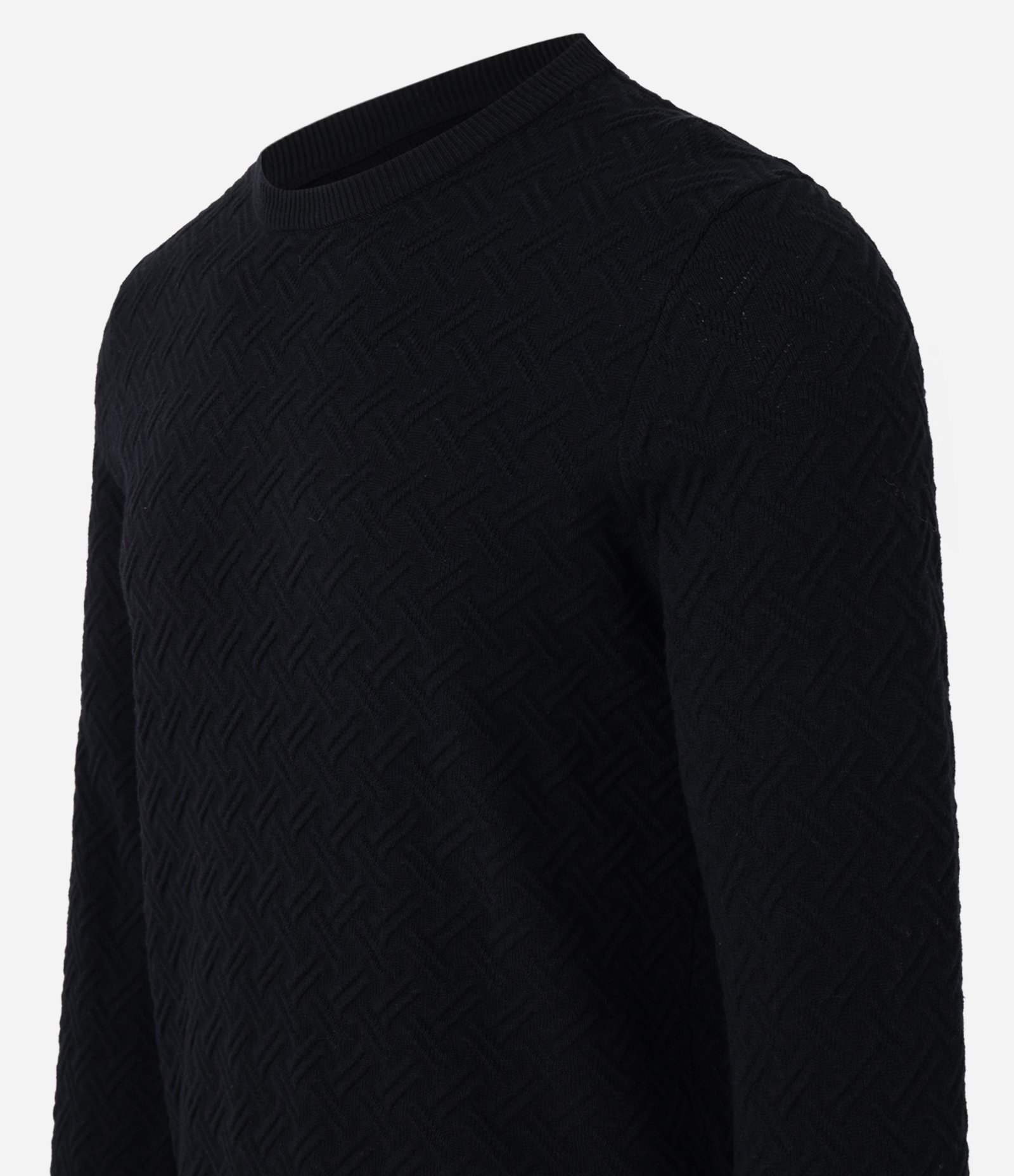 Suéter em Algodão com Textura Chevron Preto 5