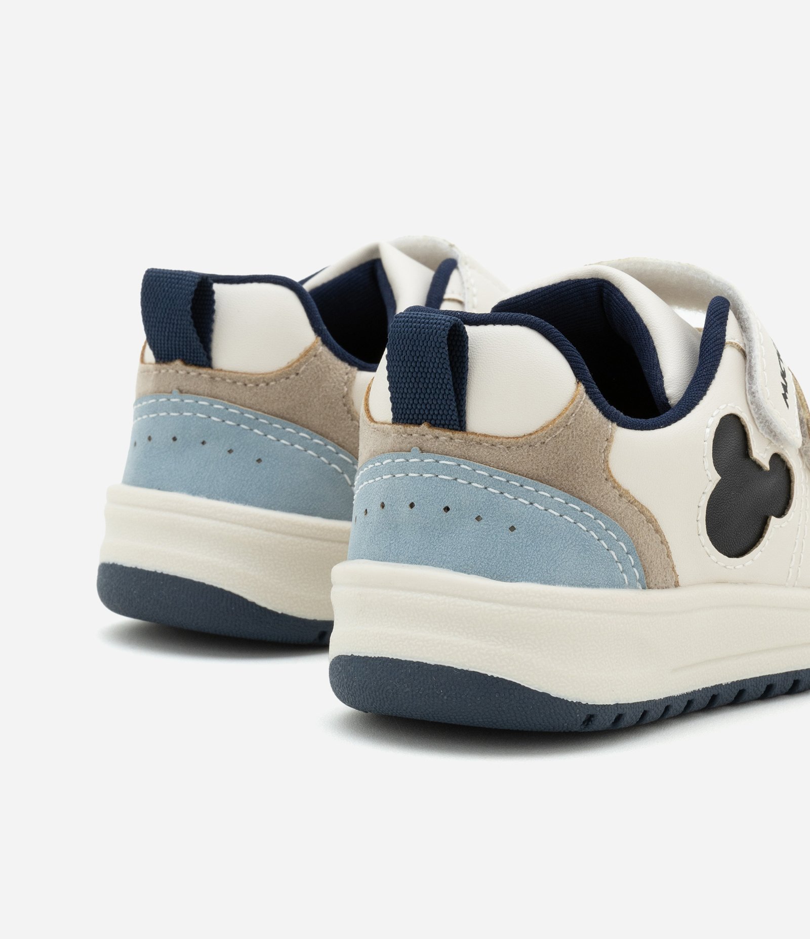 Tênis Infantil Casual com Recortes e Estampa Mickey - Tam 20 a 28 Off White/Azul 3