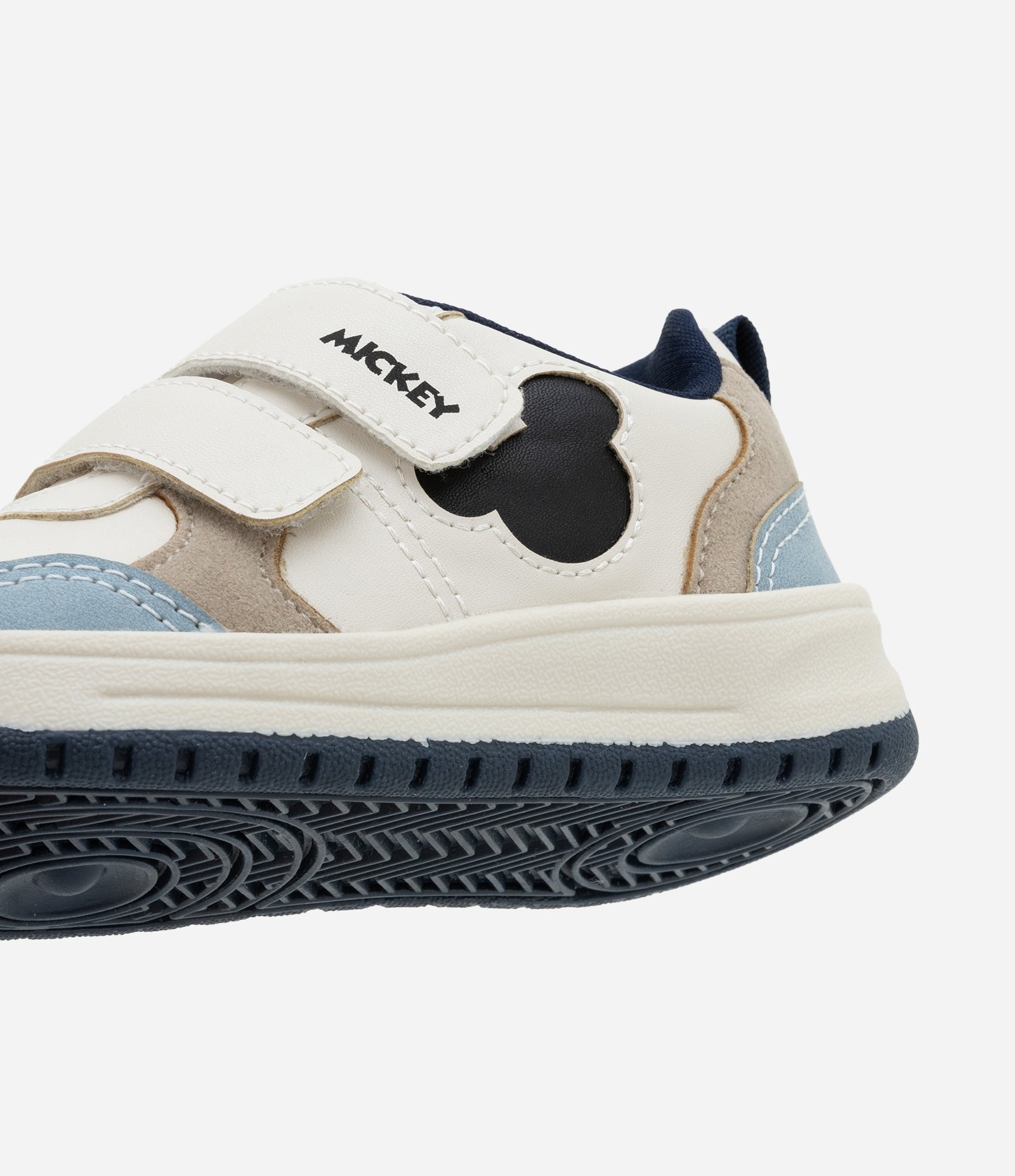 Tênis Infantil Casual com Recortes e Estampa Mickey - Tam 20 a 28 Off White/Azul 4