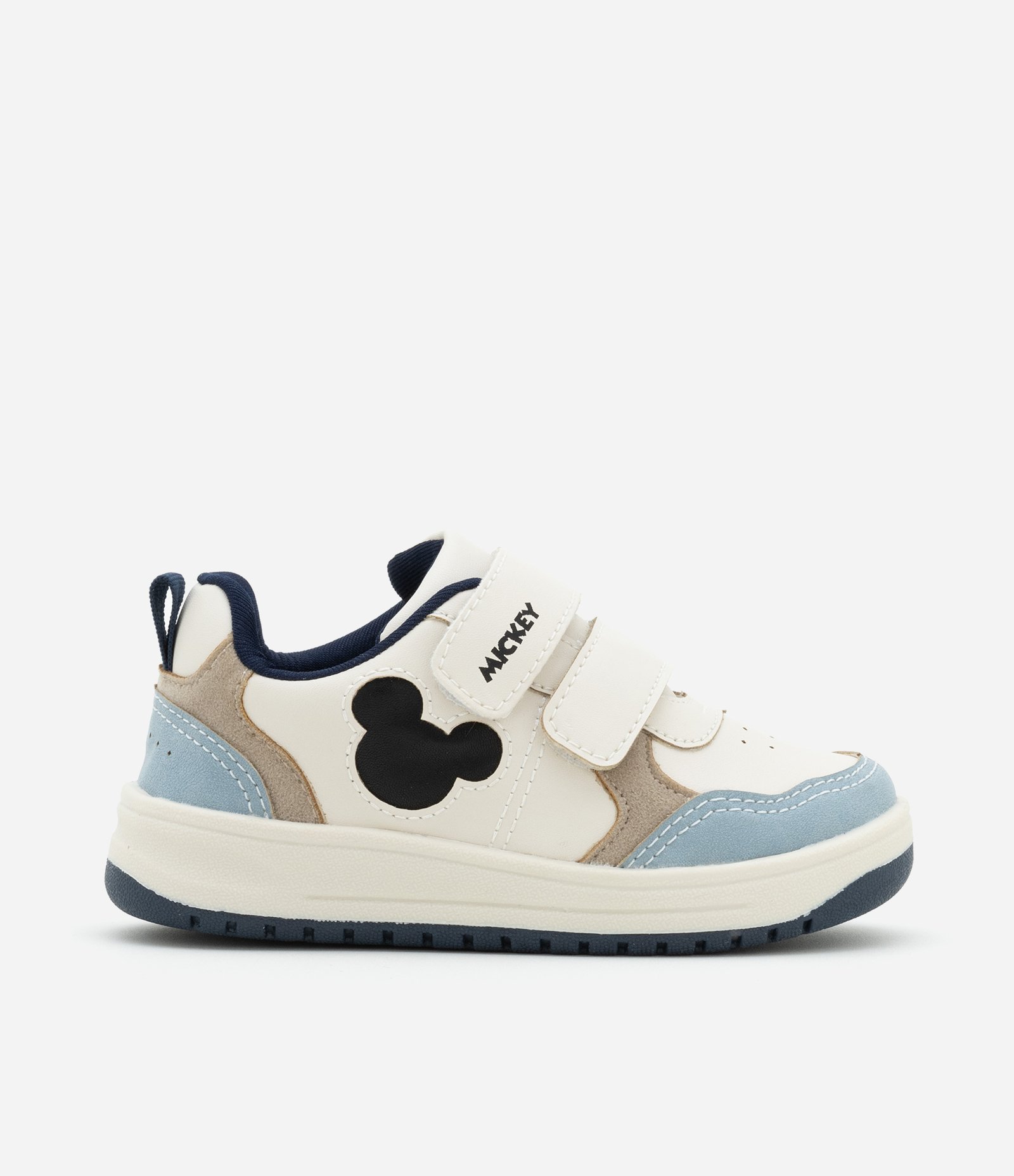 Tênis Infantil Casual com Recortes e Estampa Mickey - Tam 20 a 28 Off White/Azul 7