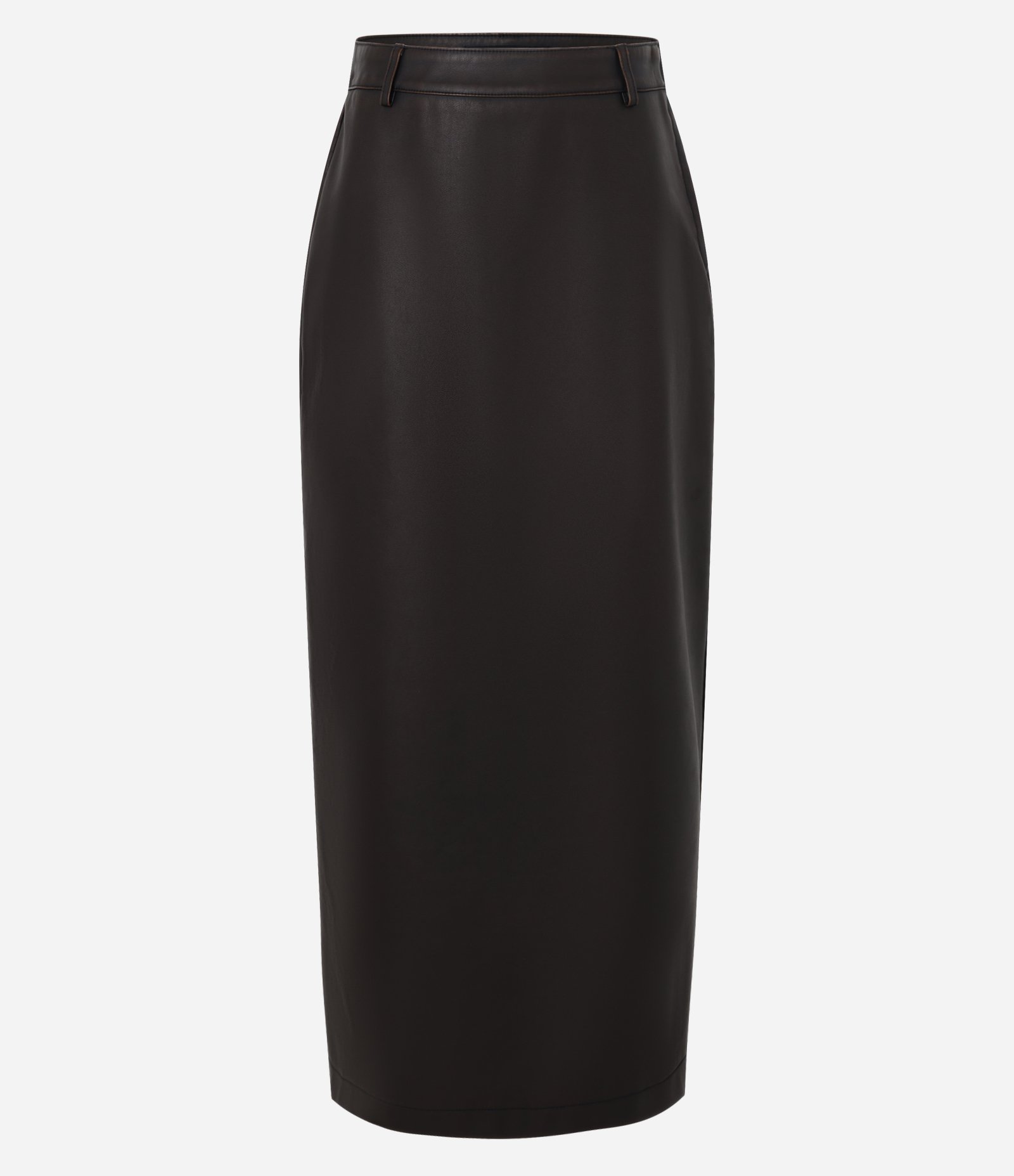 Saia Midi em Pu com Fenda Marrom 6