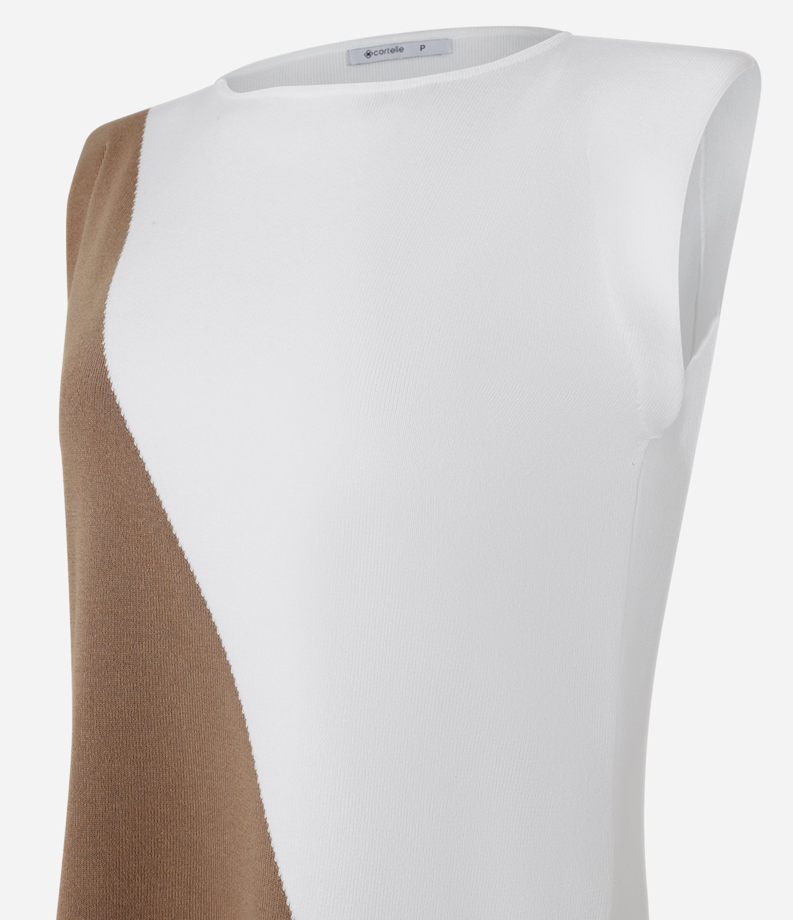 Blusa em Tricô com com Bloco de Cor Bicolor Marrom/Branco 6