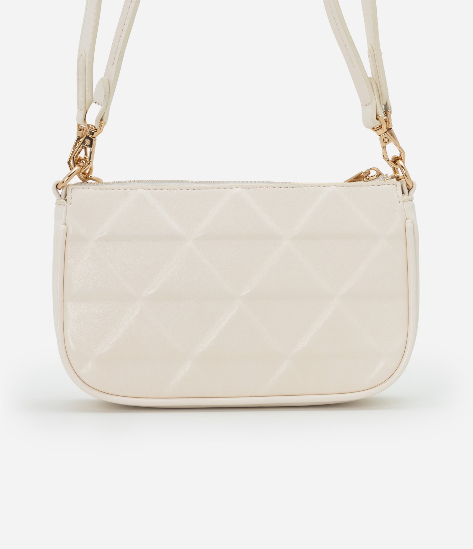 Bolsa Baguete Pequena em PU com Detalhe de Corrente Embossed Off White 4