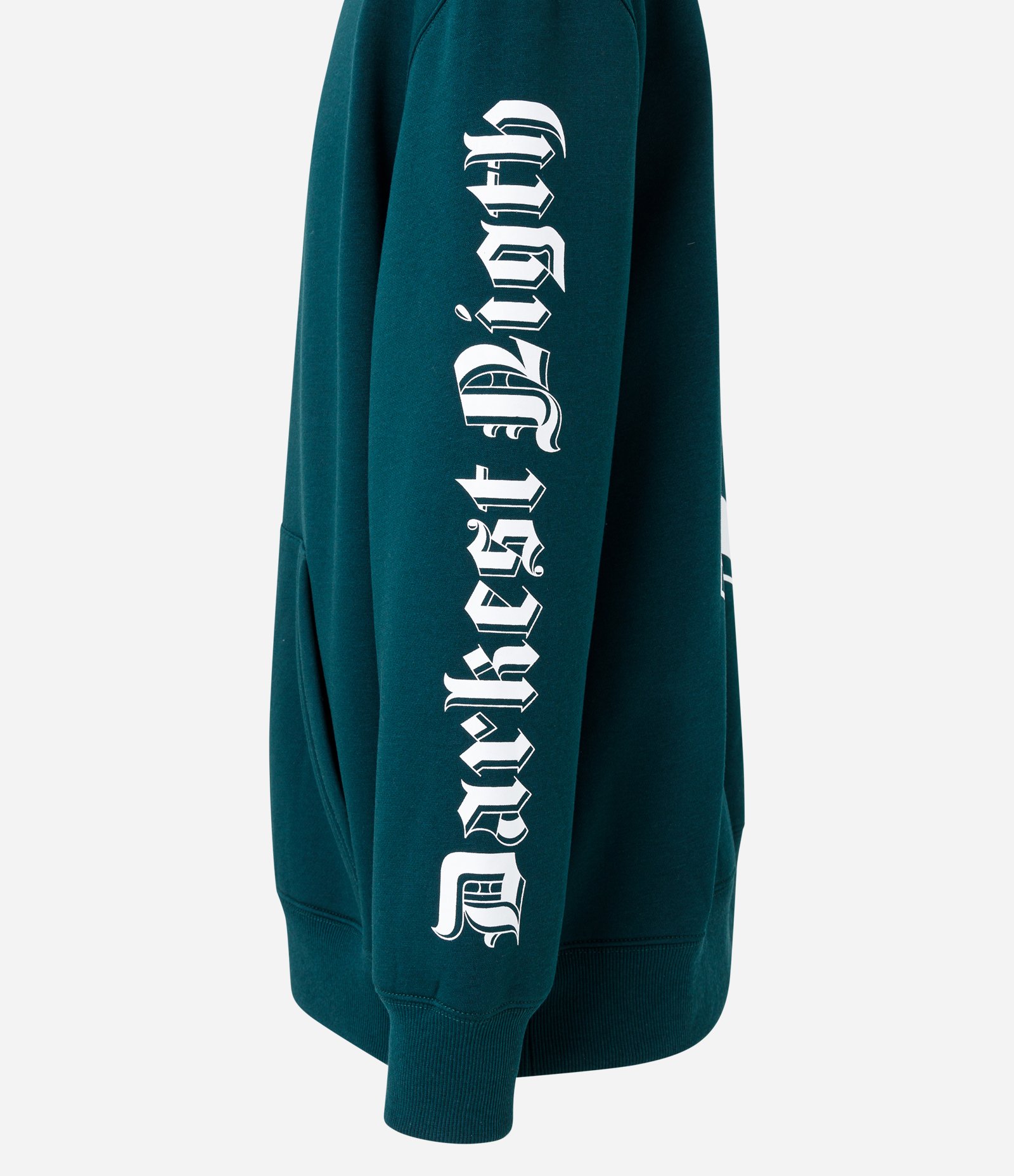 Blusão Relaxed em Moletom com Capuz e Estampa de Cruz e Lettering Verde 5