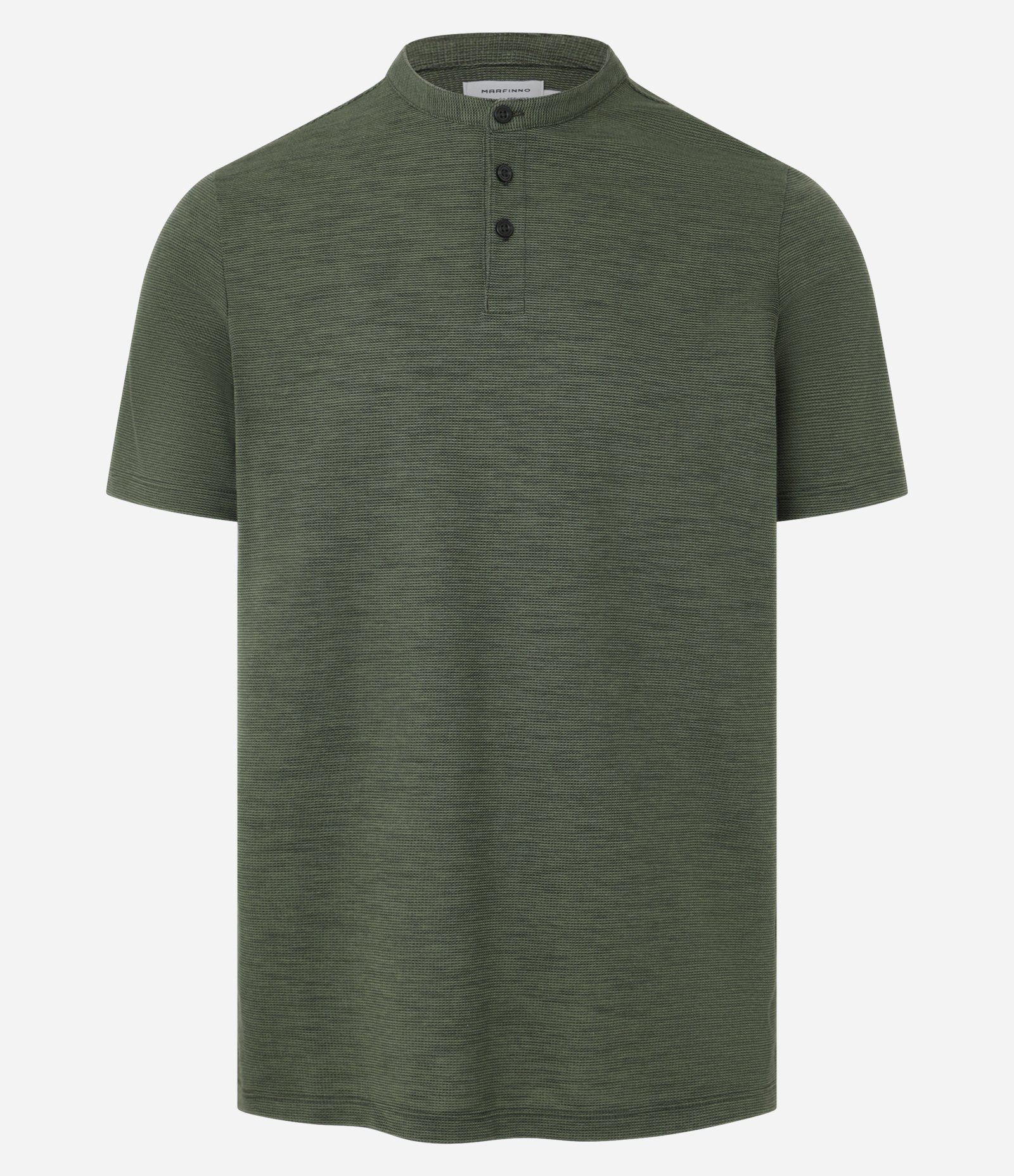 Camiseta em Algodão com Textura e Gola Padre com Botão Verde 6