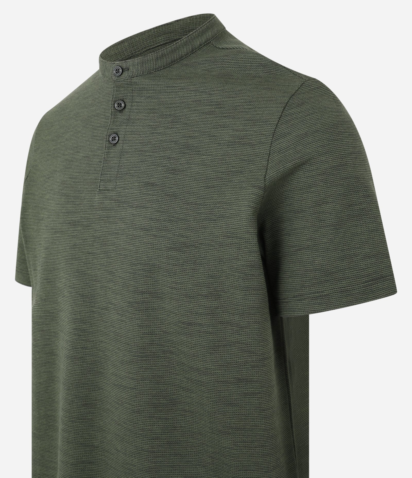 Camiseta em Algodão com Textura e Gola Padre com Botão Verde 7