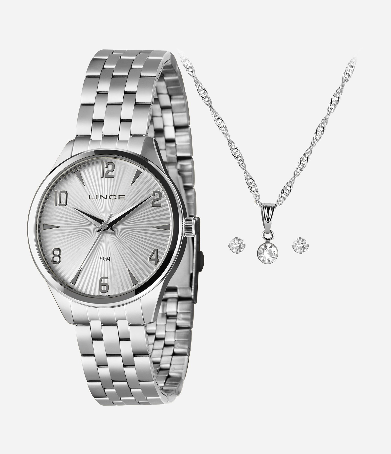 Kit Relógio Lince Feminino Analógico Prata 1