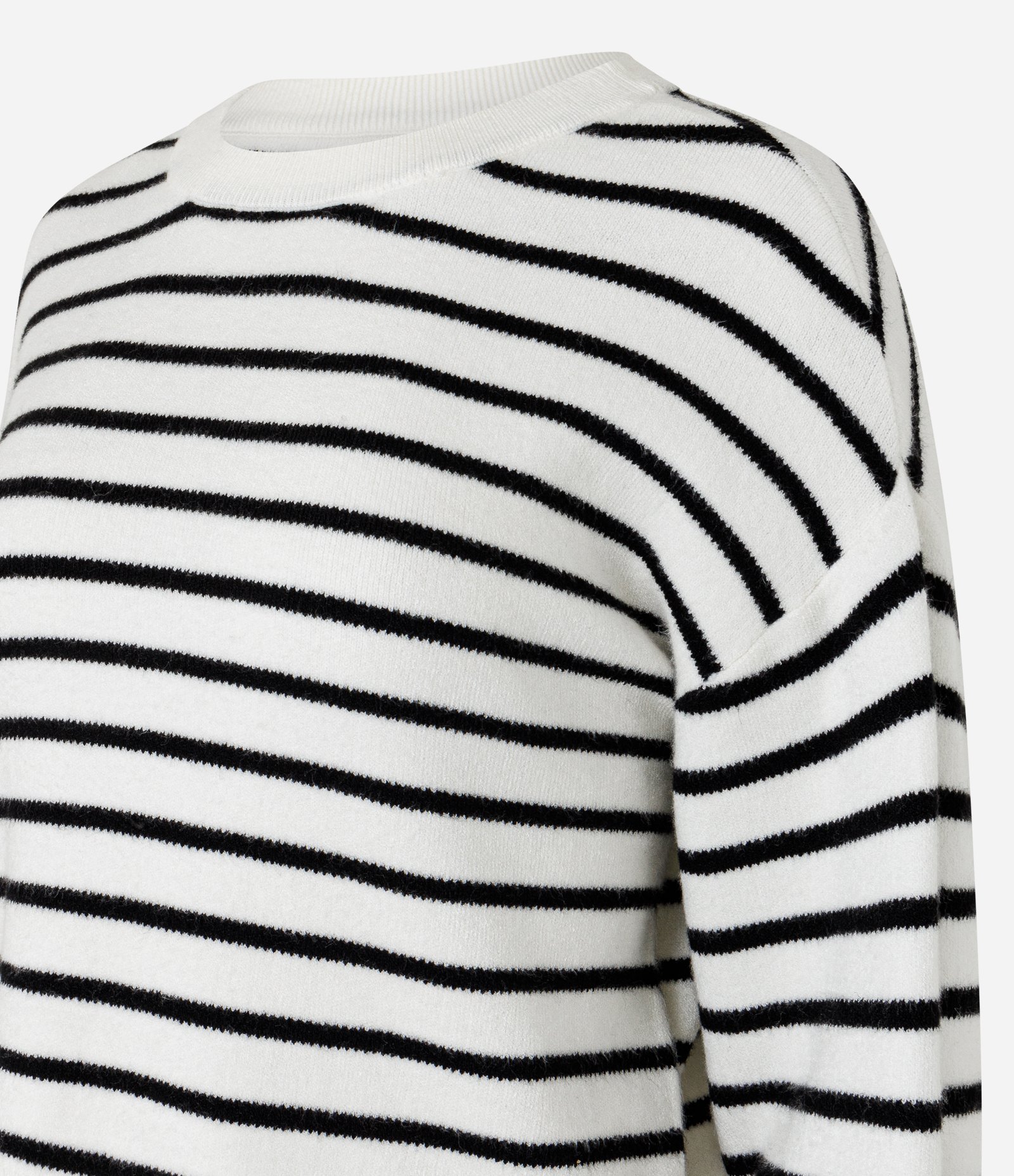 Suéter em Tricô com Cava Deslocada e Listras Branco 5