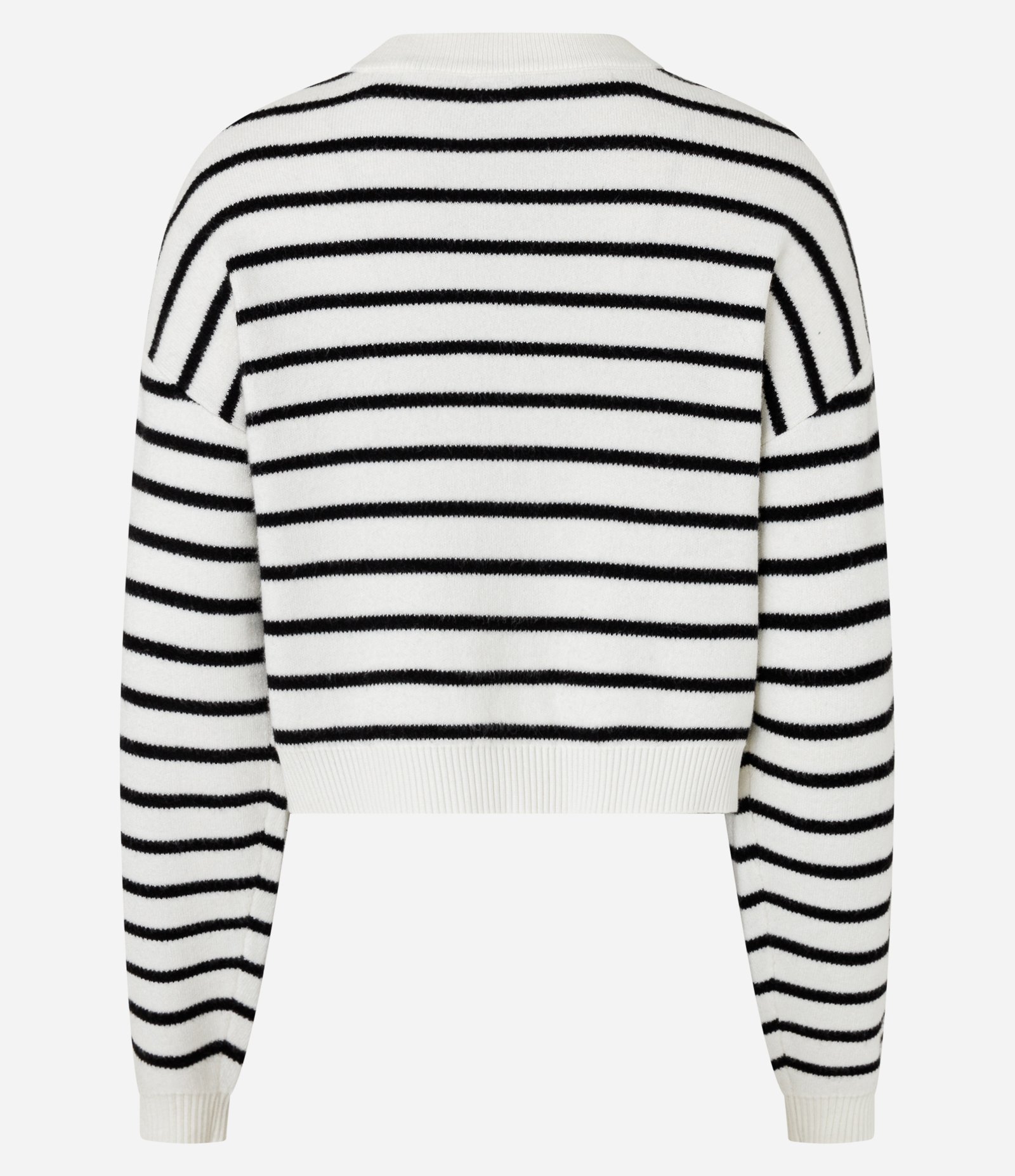 Suéter em Tricô com Cava Deslocada e Listras Branco 6