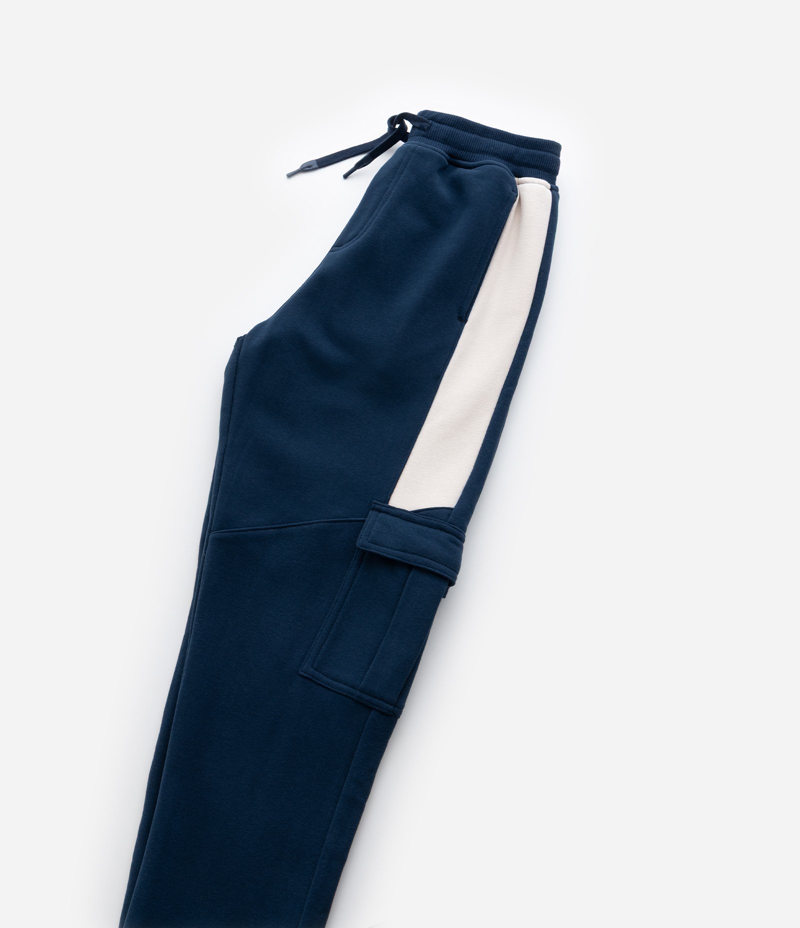 Calça Infantil em Moletom com Bolsos Cargo - Tam 5 a 14 Anos Azul 8