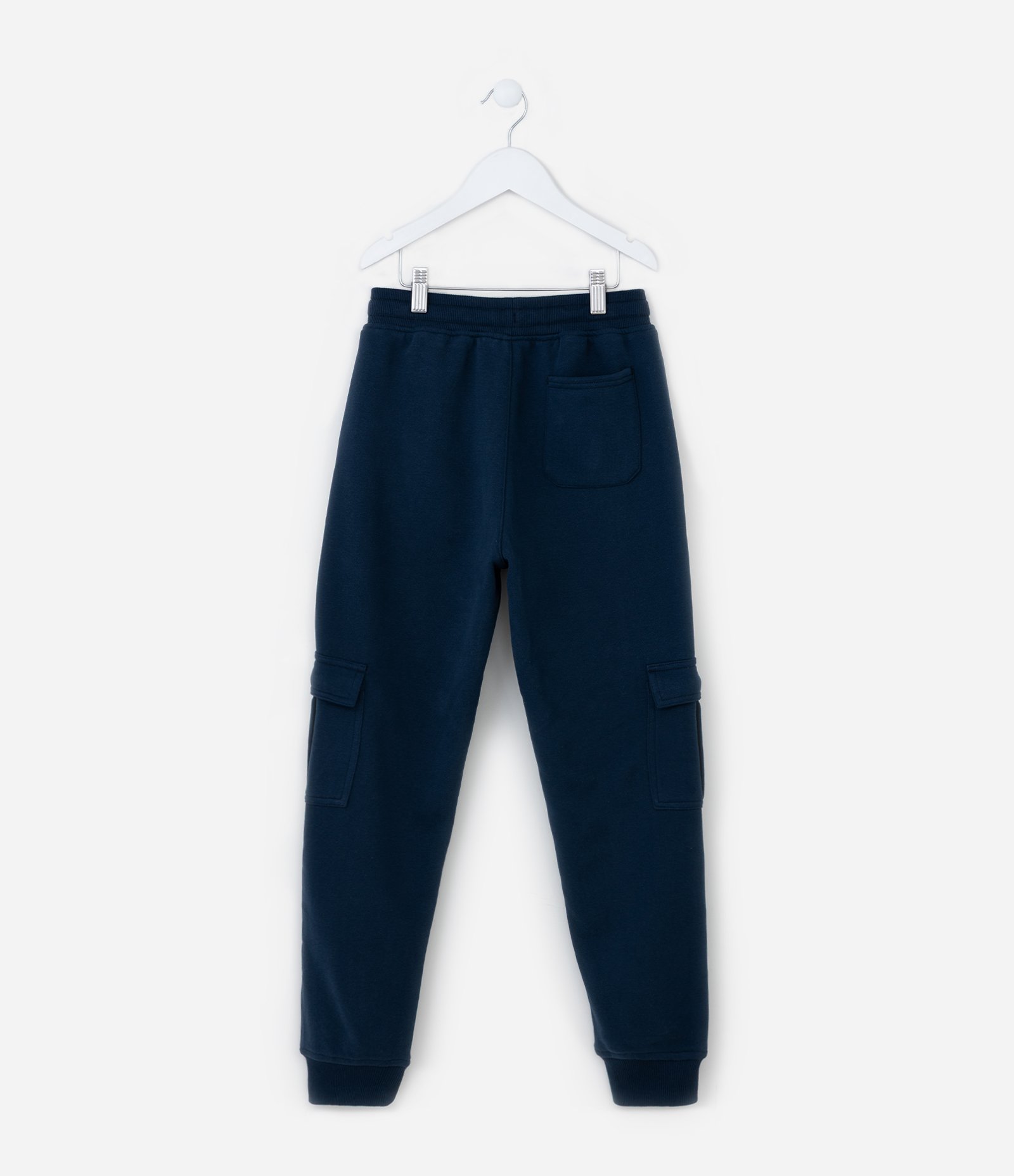Calça Infantil em Moletom com Bolsos Cargo - Tam 5 a 14 Anos Azul 2