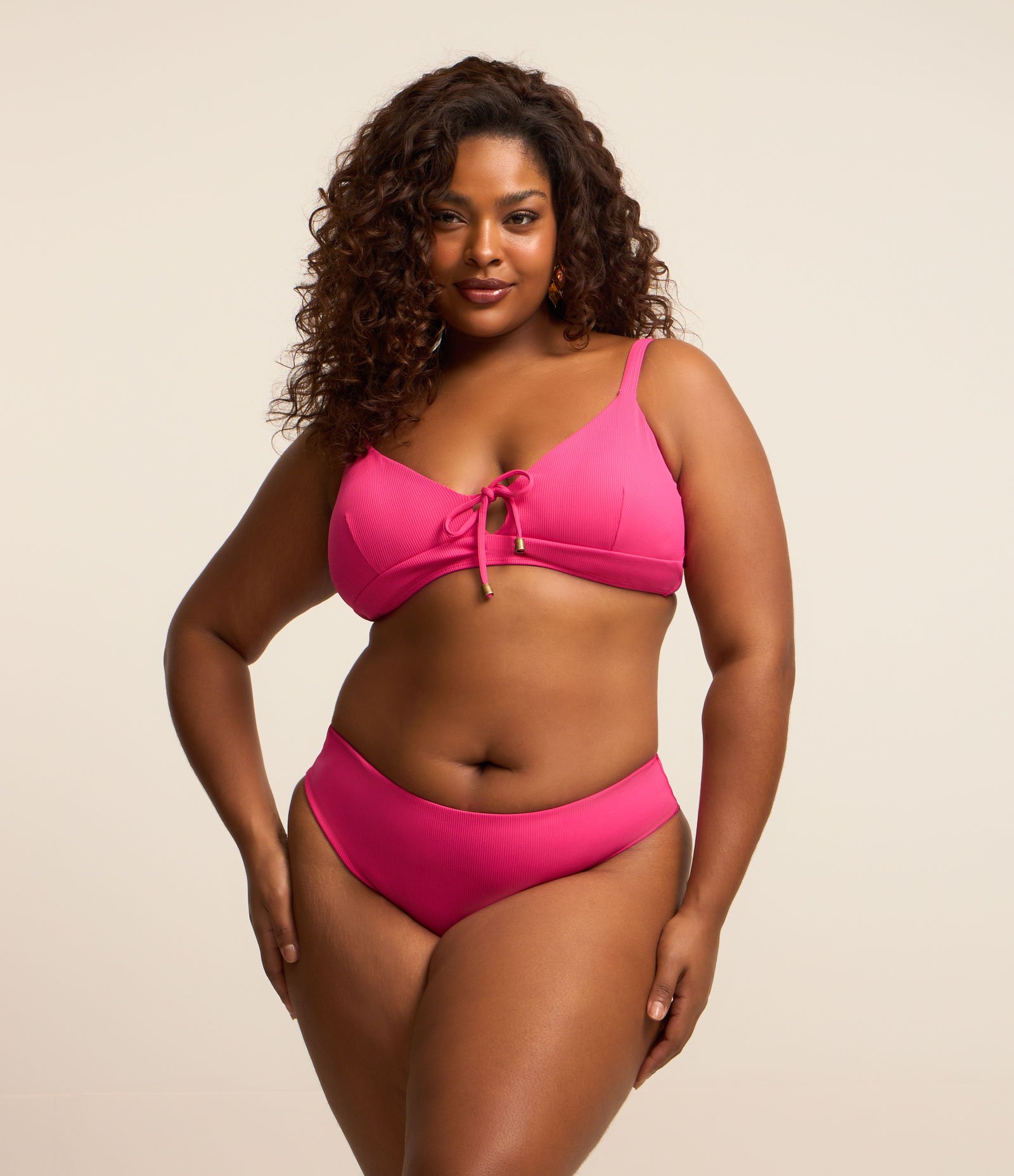 Biquíni Calcinha Texturizado Curve & Plus Size Rosa 2