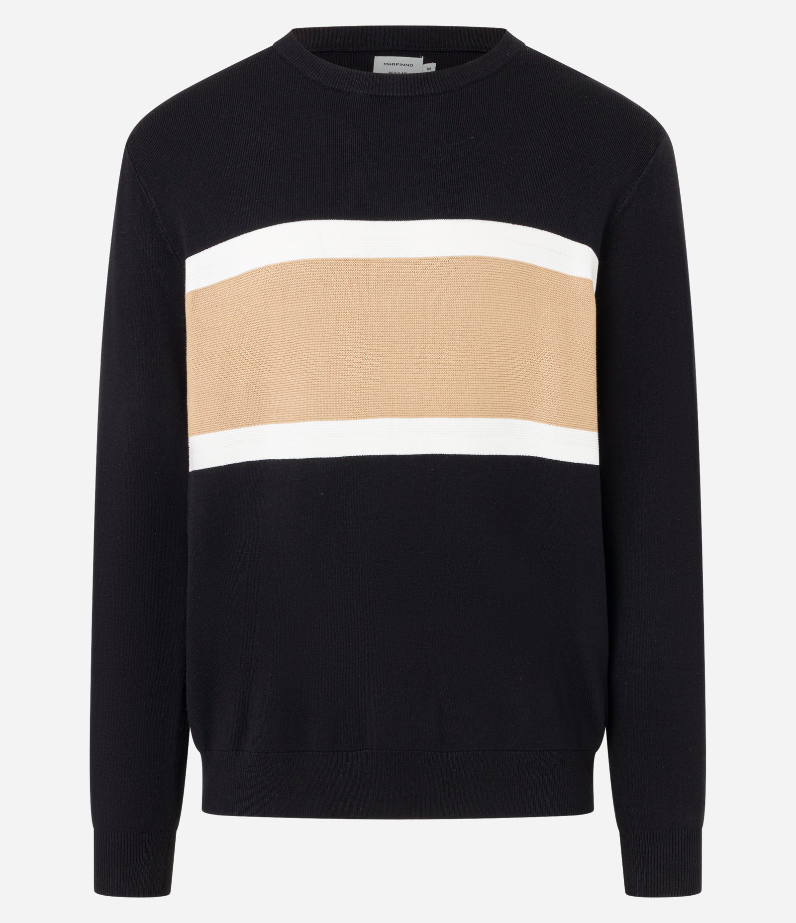 Suéter em Tricô com Bloco de Cor Preto/Bege 6