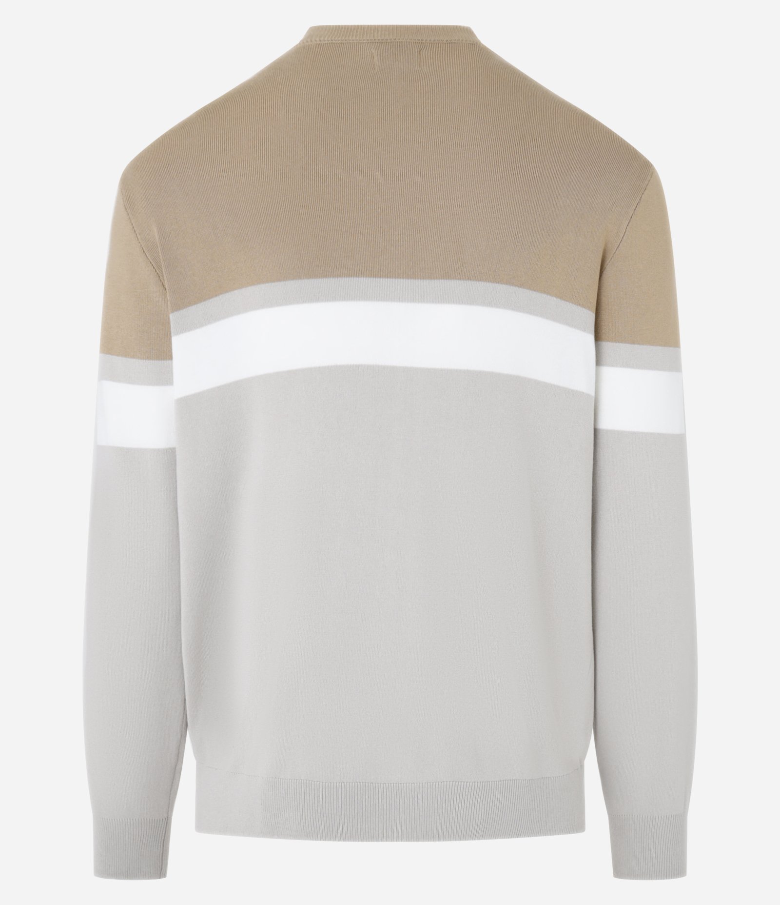 Suéter Regular em Viscose com Bloco de Cores Bege/Branco/Cinza 9