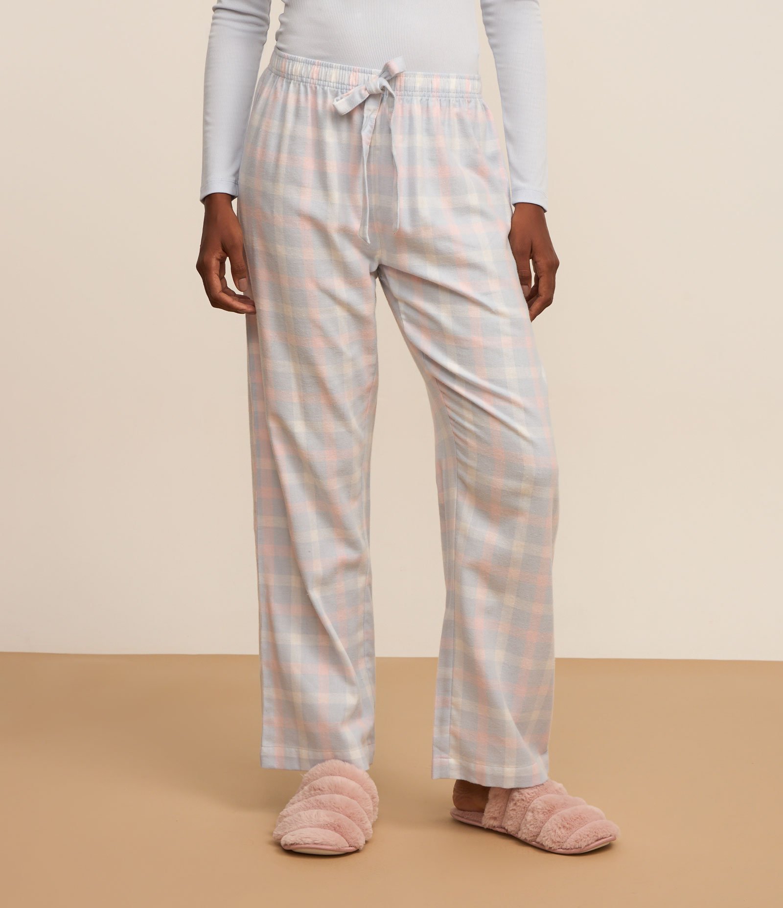 Calça de Pijama em Flanela Xadrez Azul 2