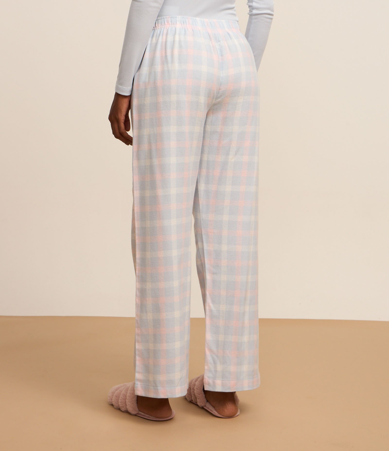 Calça de Pijama em Flanela Xadrez Azul 3