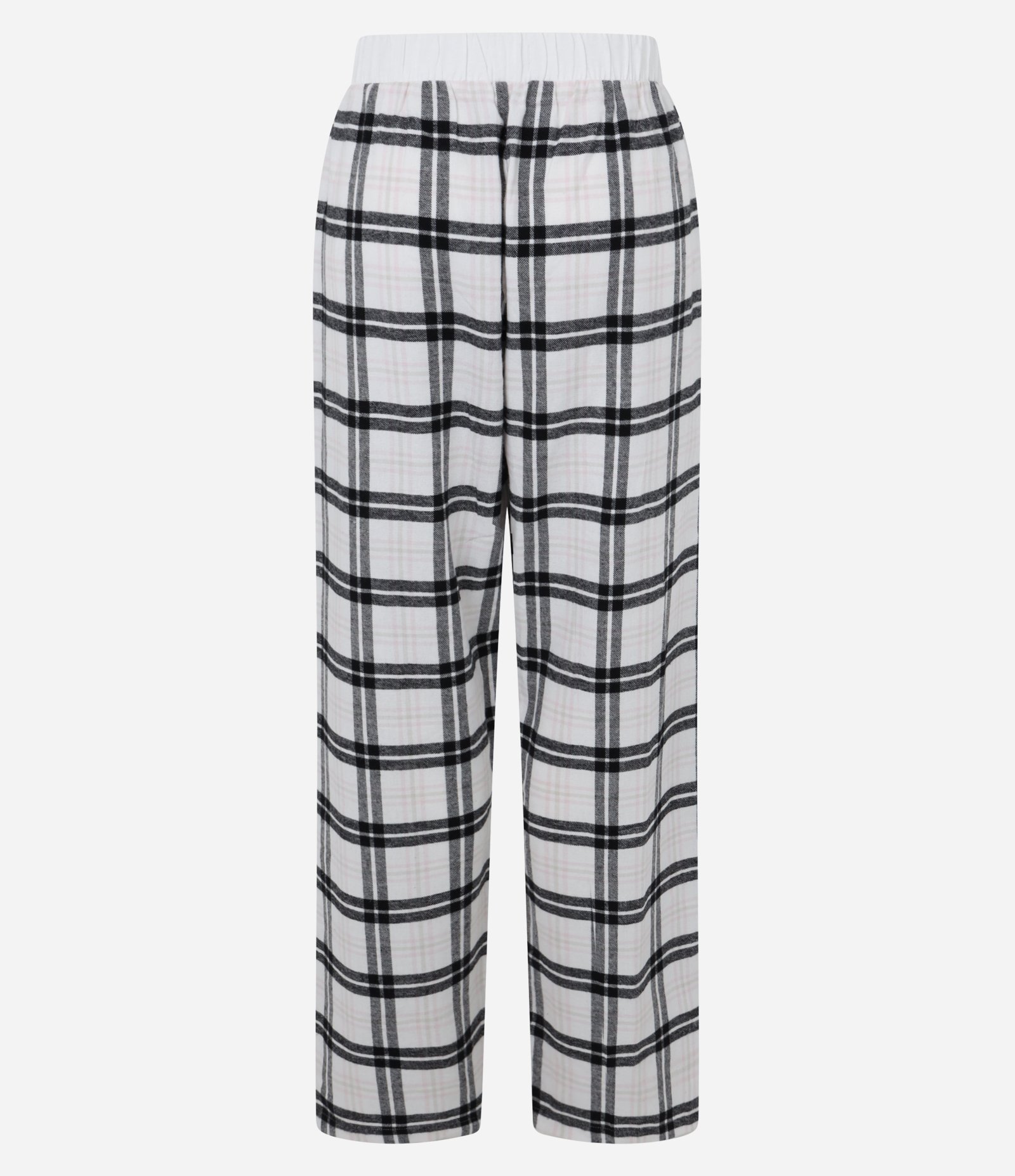 Calça de Pijama em Flanela Xadrez Branco/Preto/Rosa Claro 5