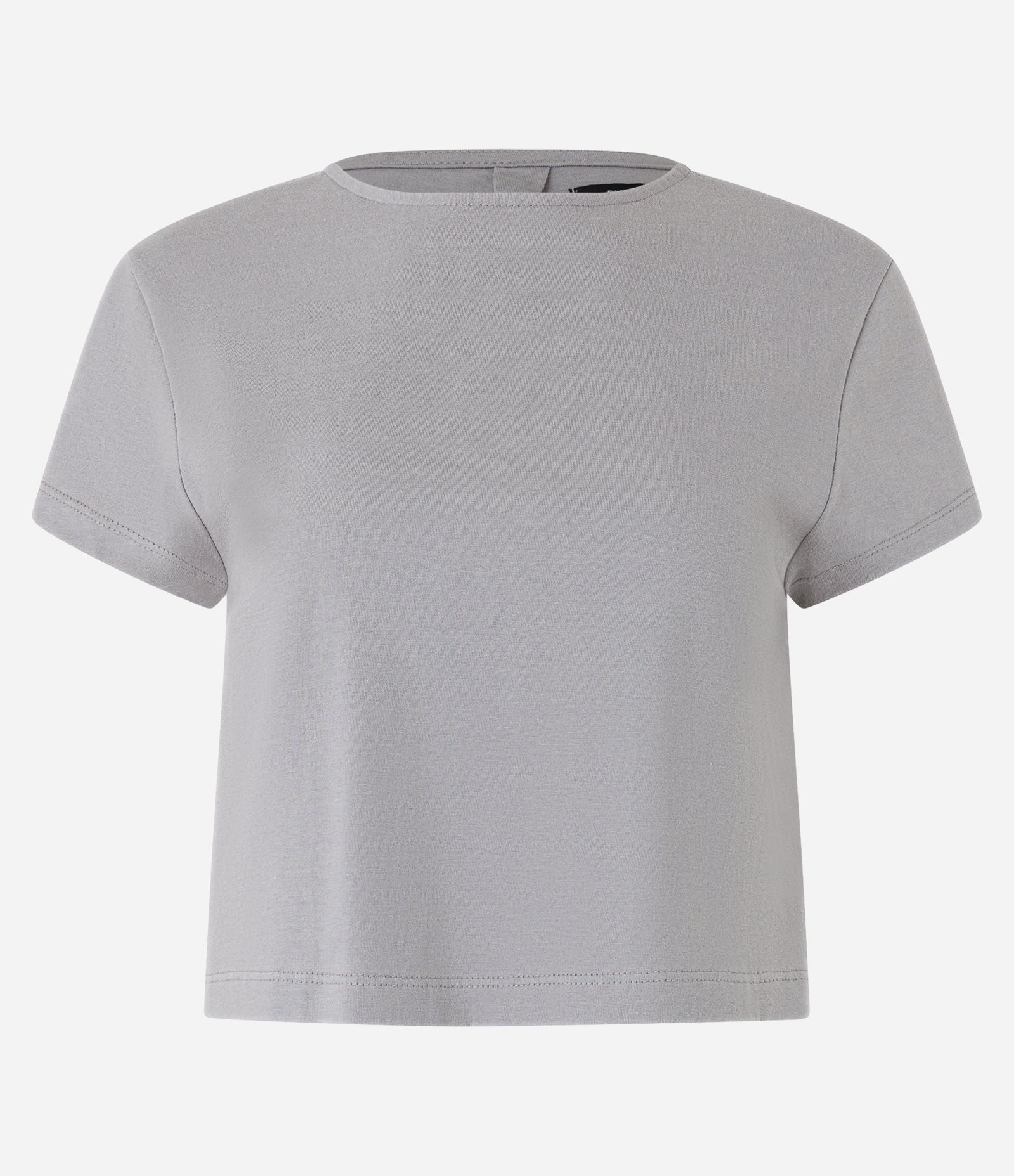Blusa Boxy Cropped em Algodão com Abertura nas Costas Cinza 4