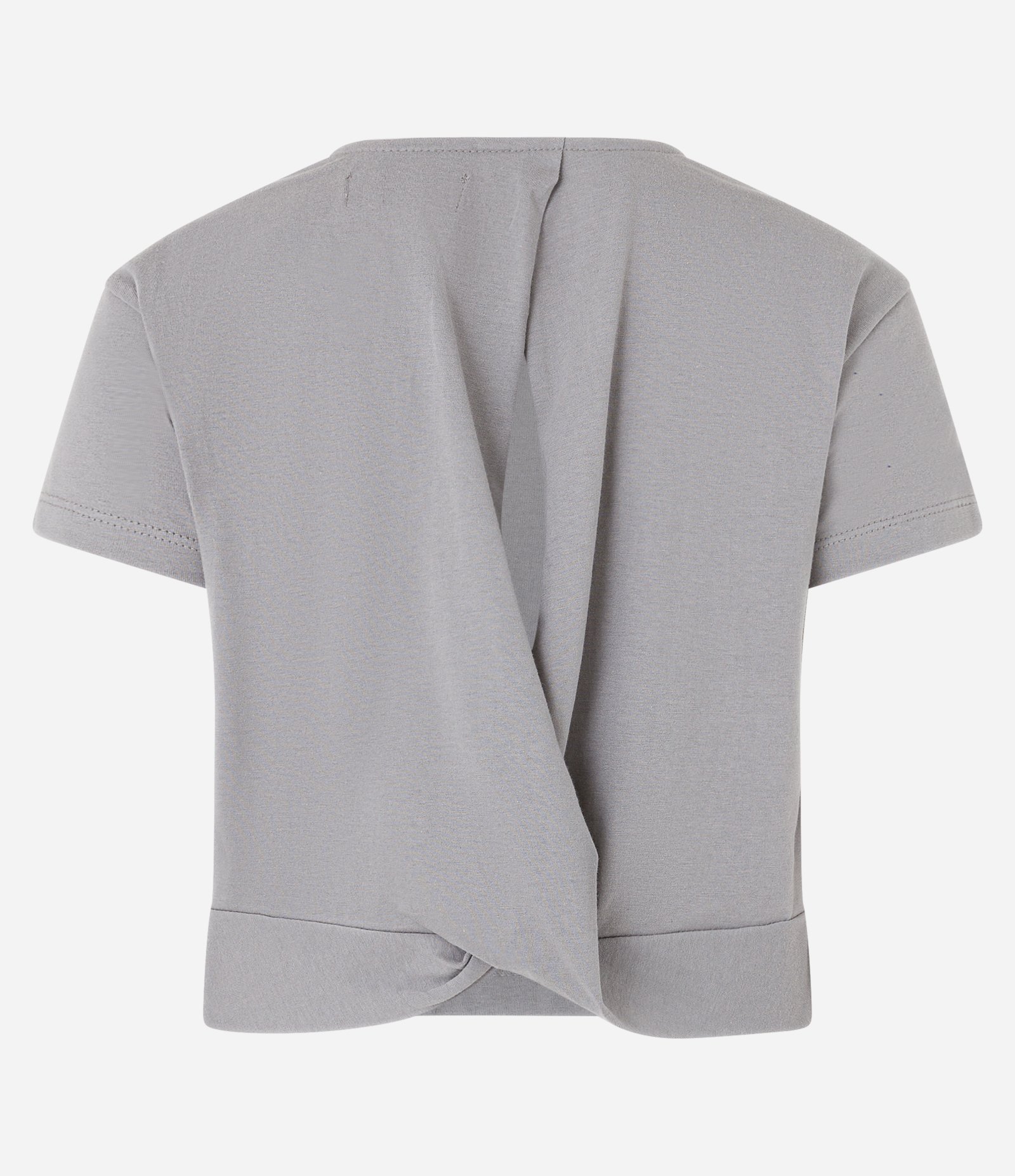 Blusa Boxy Cropped em Algodão com Abertura nas Costas Cinza 5