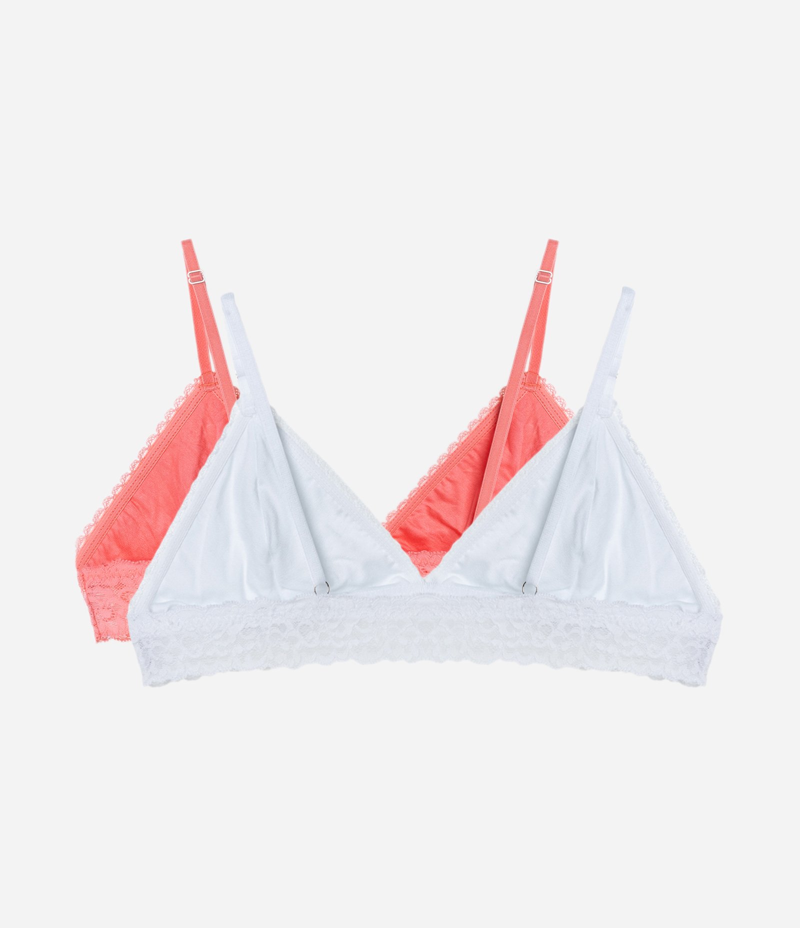 Kit 02 Sutiãs Triângulo em Laise com Rendas Salmão/Branco 2