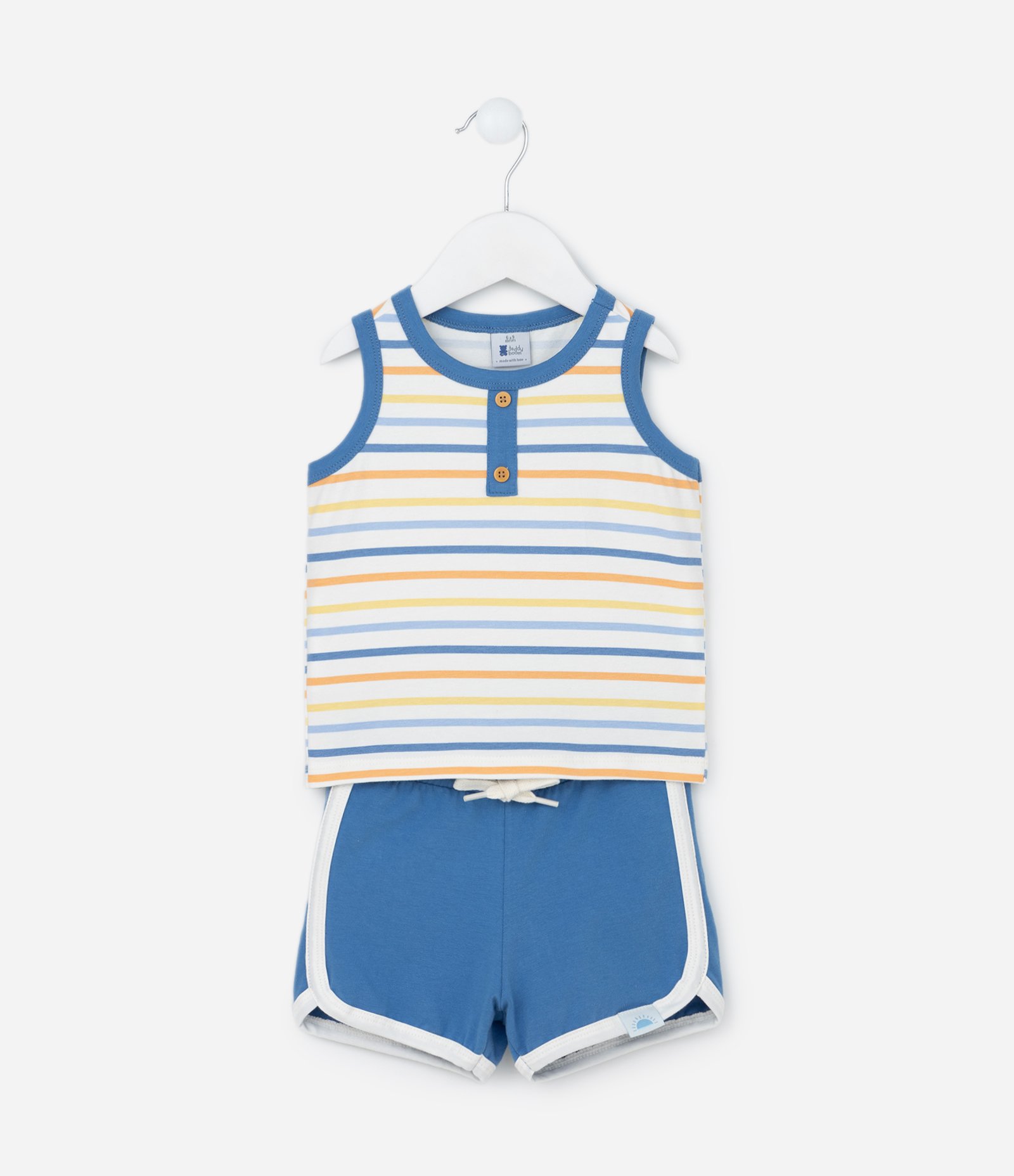 Conjunto Infantil com Estampa Listras e Botões - Tam 0 a 18 meses Azul 1