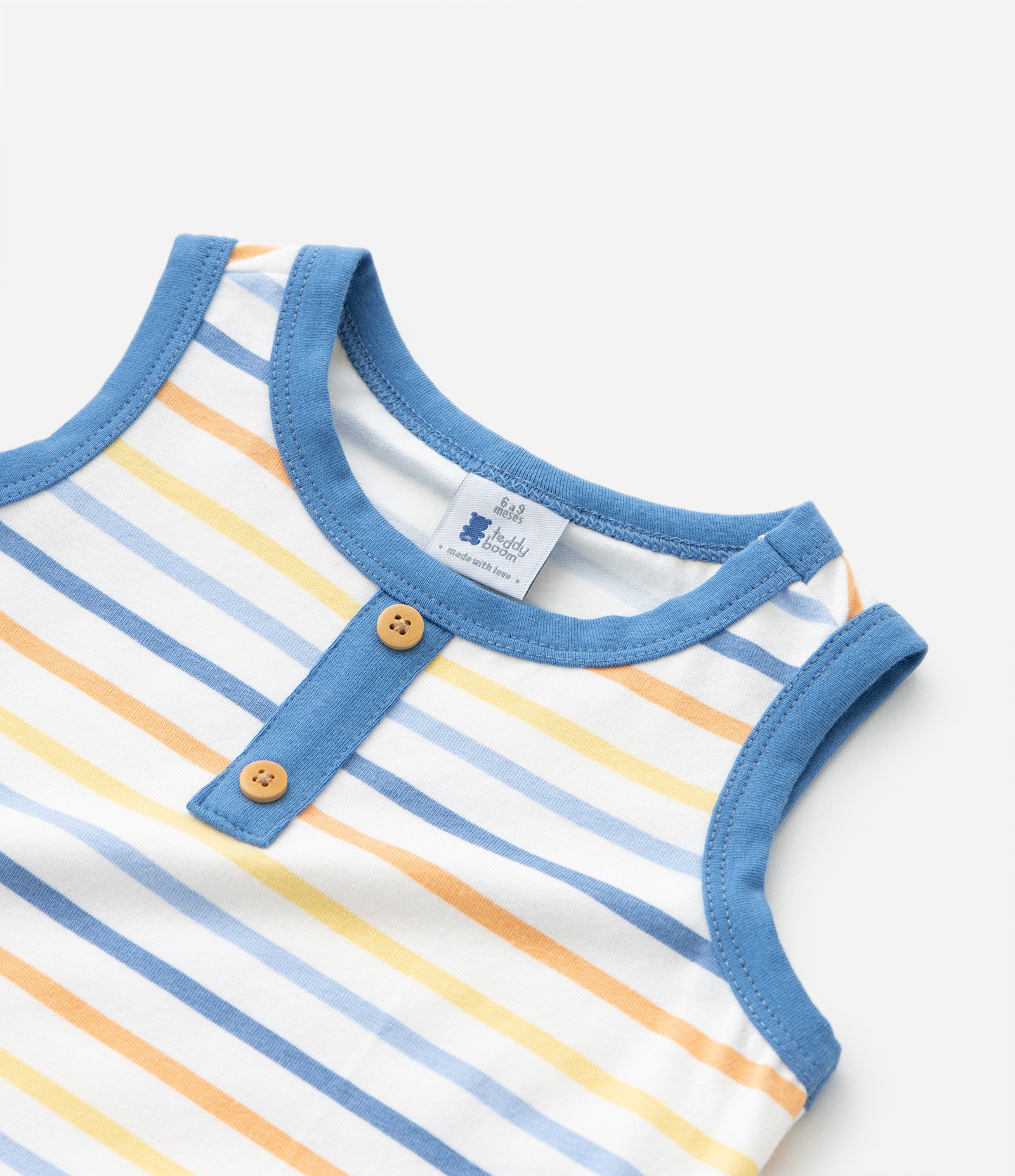 Conjunto Infantil com Estampa Listras e Botões - Tam 0 a 18 meses Azul 5