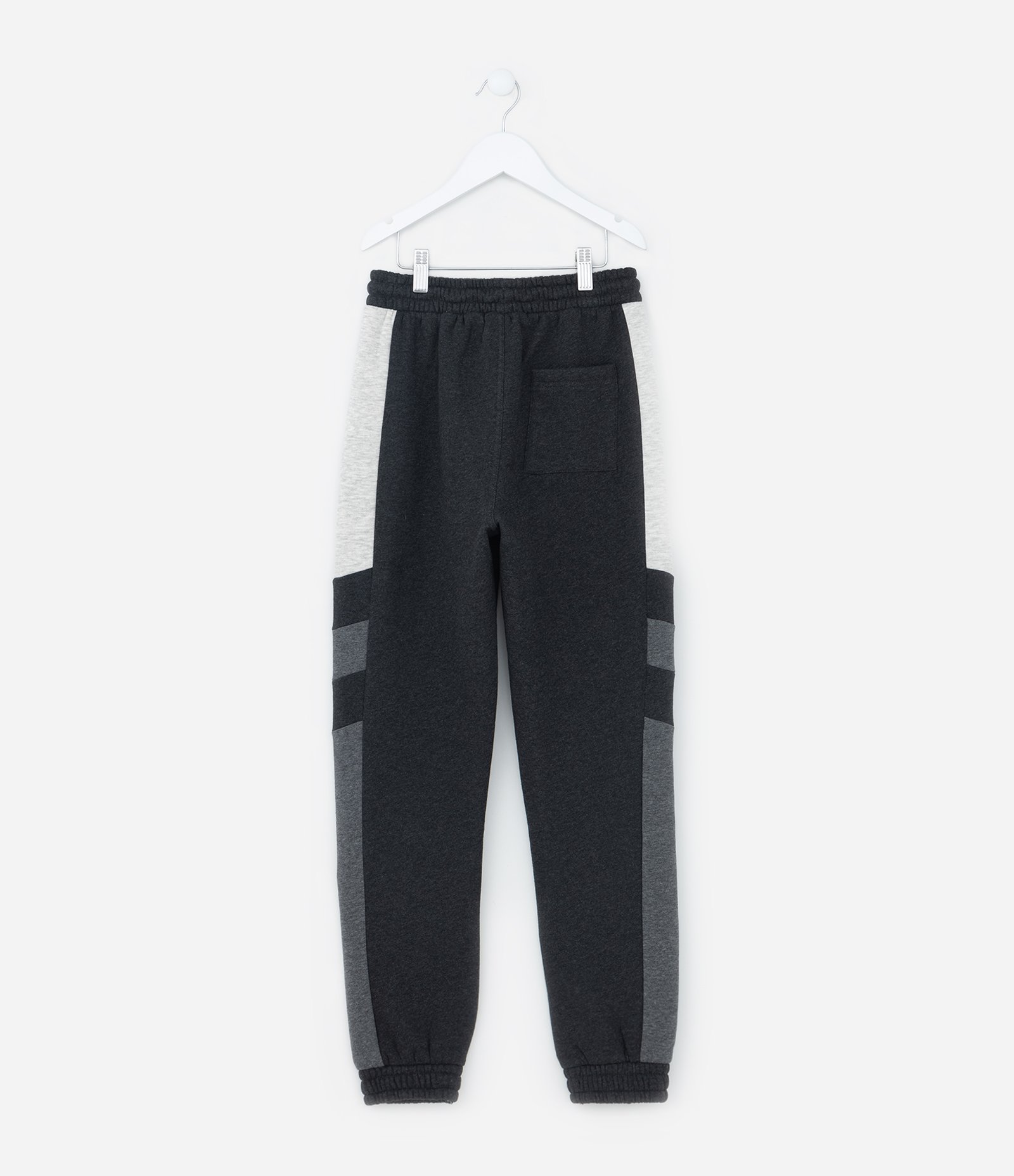 Calça Infantil em Moletom com Recorte Lateral - Tam 5 a 14 Anos Cinza Escuro/Cinza Claro 2