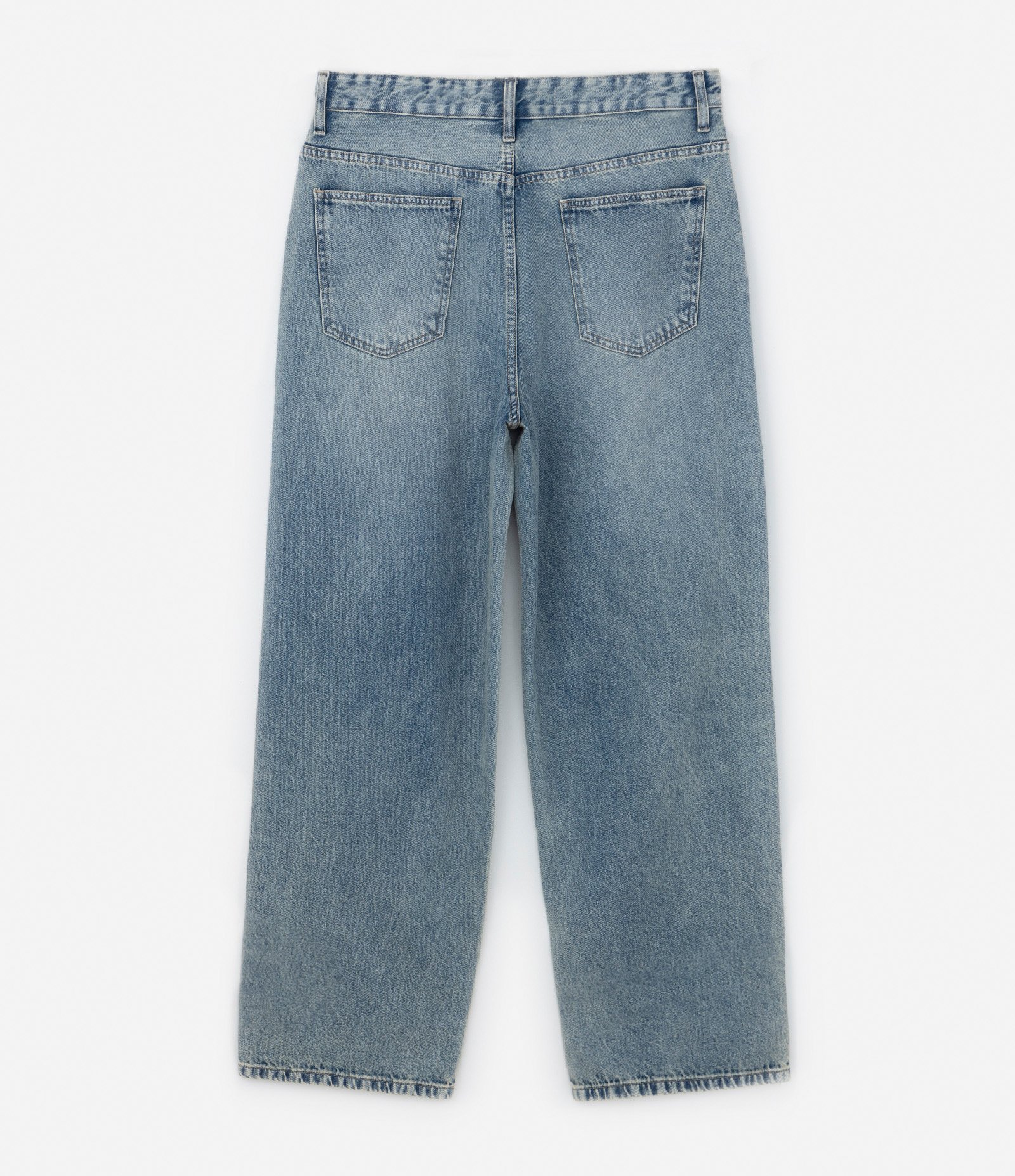 Calça Baggy em Jeans com Bordado Tribal Jeans Médio 7