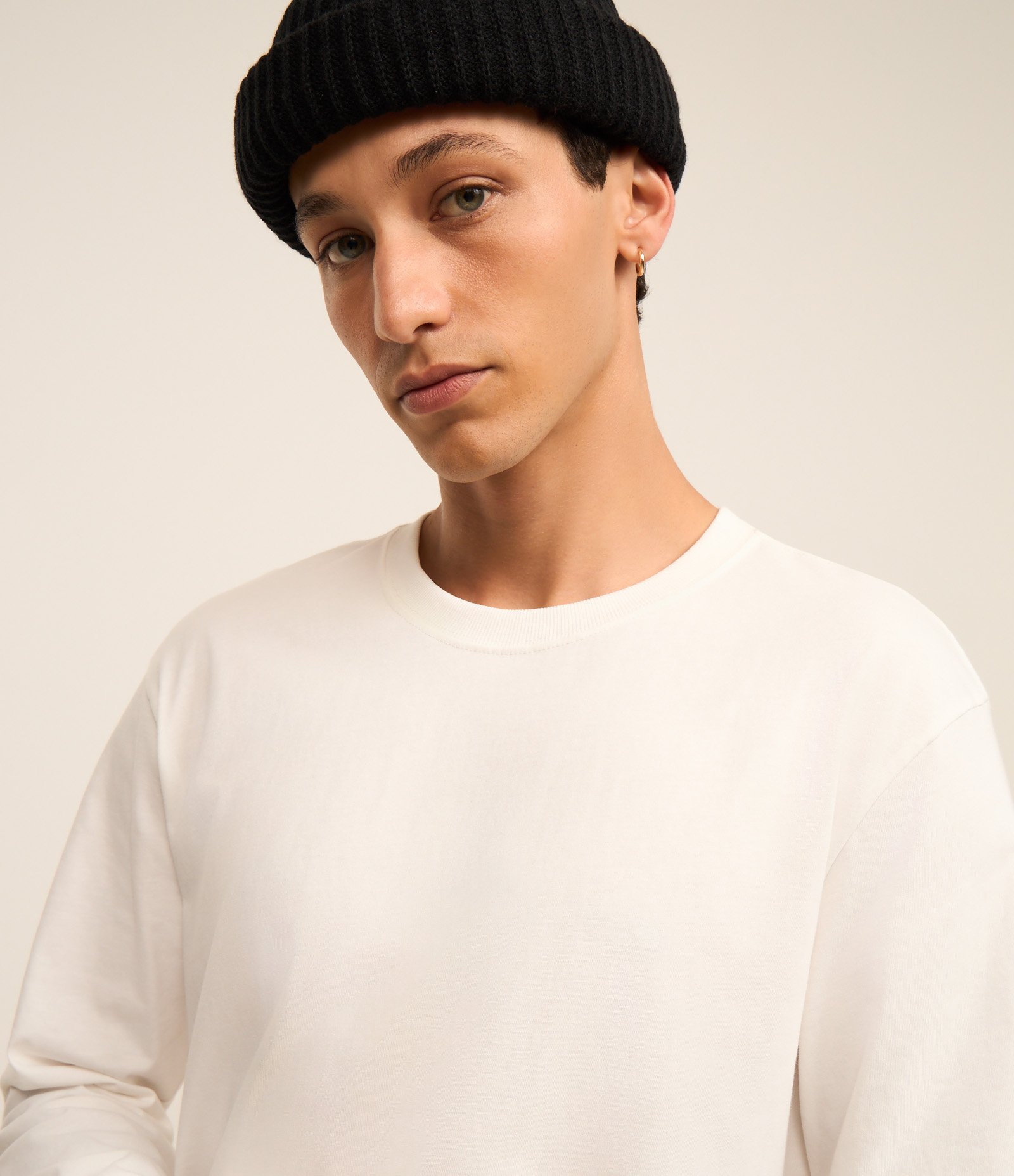 Camiseta Comfort em Algodão com Manga Longa Branco 4